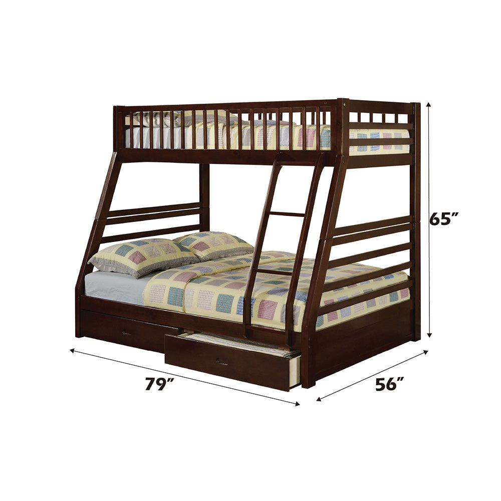Ashton Jason Twin Over Full White Wood Bunk Bed Traditional Style with 2 Storage Drawers