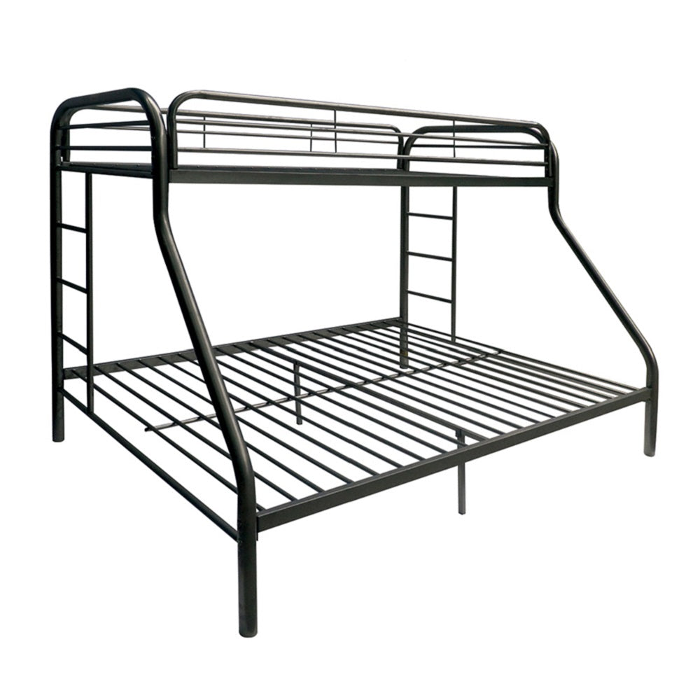 Lisa Tritan Metal Twin/Full Bunk Bed Gunmetal Space-Saving Design with Safety Rails