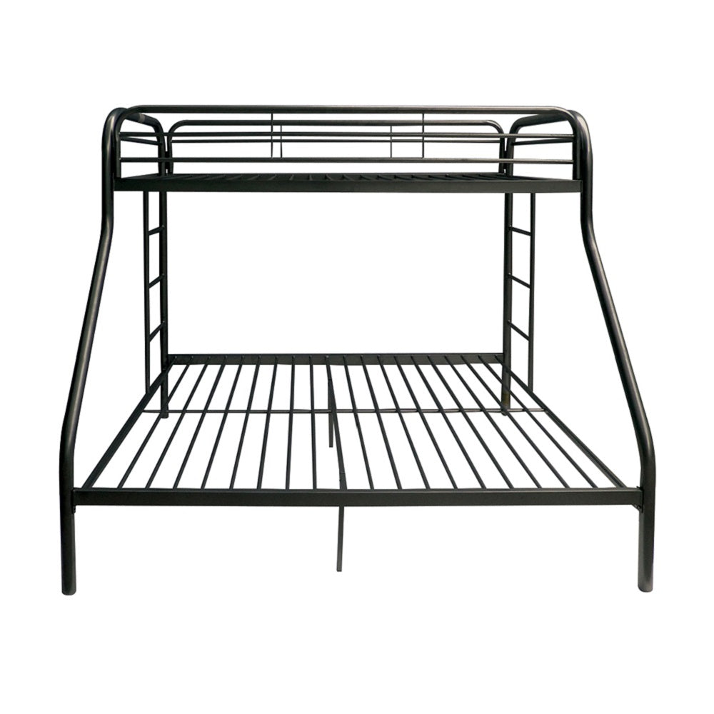 Lisa Tritan Metal Twin/Full Bunk Bed Gunmetal Space-Saving Design with Safety Rails