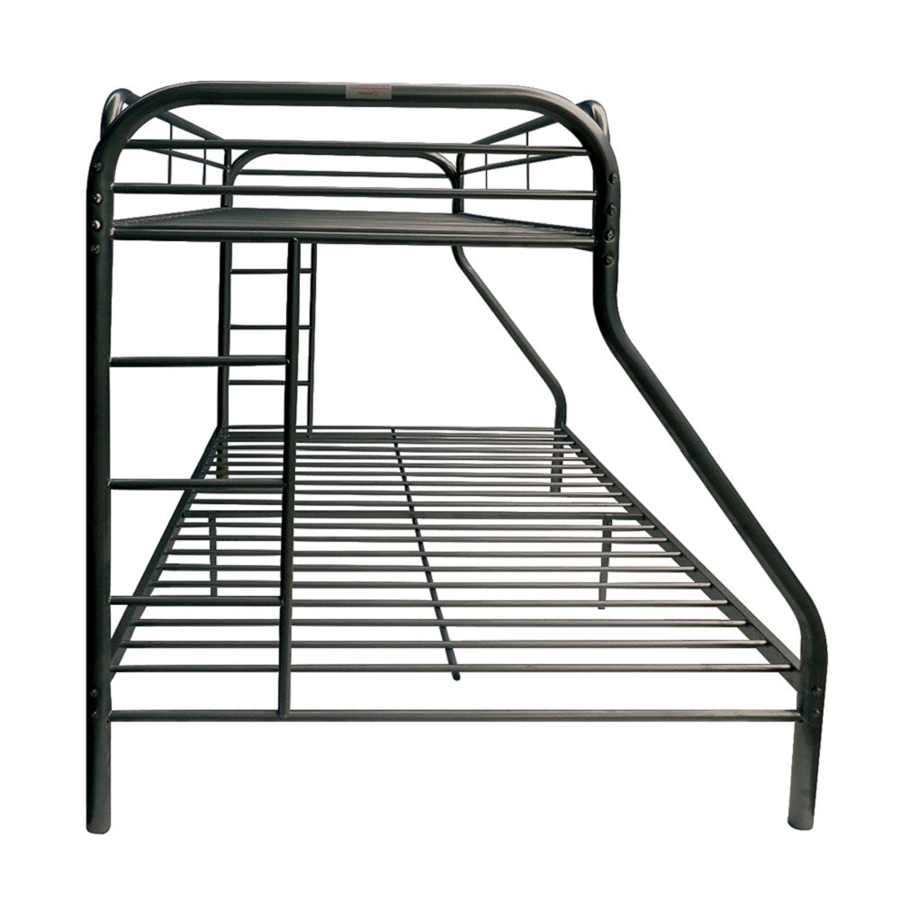 Lisa Tritan Metal Twin/Full Bunk Bed Gunmetal Space-Saving Design with Safety Rails