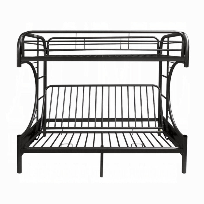 Elevate Eclipse Black Metal Twin XL & Queen Futon Bunk Bed – Modern Compact Sofa Bed