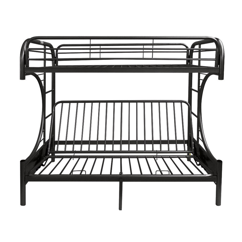 Eclipse Black Metal Twin XL & Queen Futon Bunk Bed Modern Compact Sofa Bed