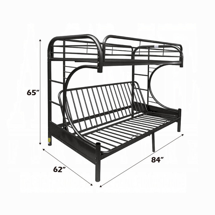 Elevate Eclipse Black Metal Twin XL & Queen Futon Bunk Bed – Modern Compact Sofa Bed