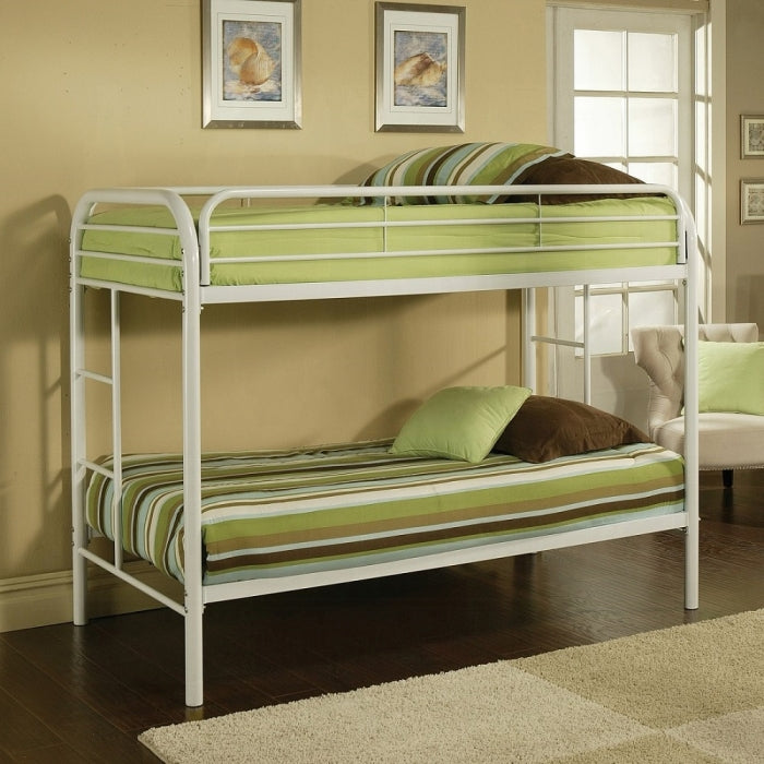 Janni Thomas Gray Twin Over Twin Wooden Bunk Bed – Compact Design with Slatted Safety Rails