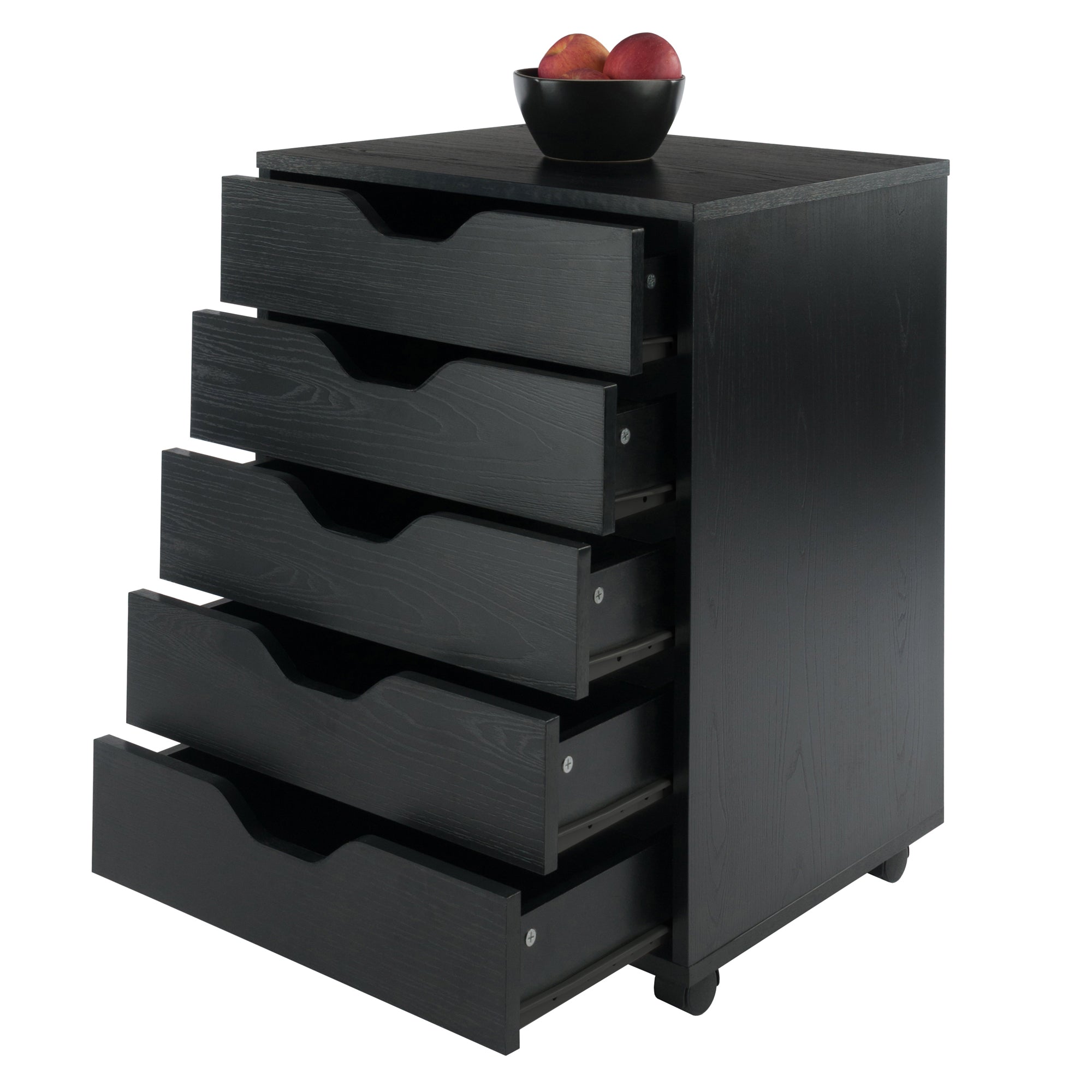 Halifax 5-Drawer Mobile Cabinet, Black