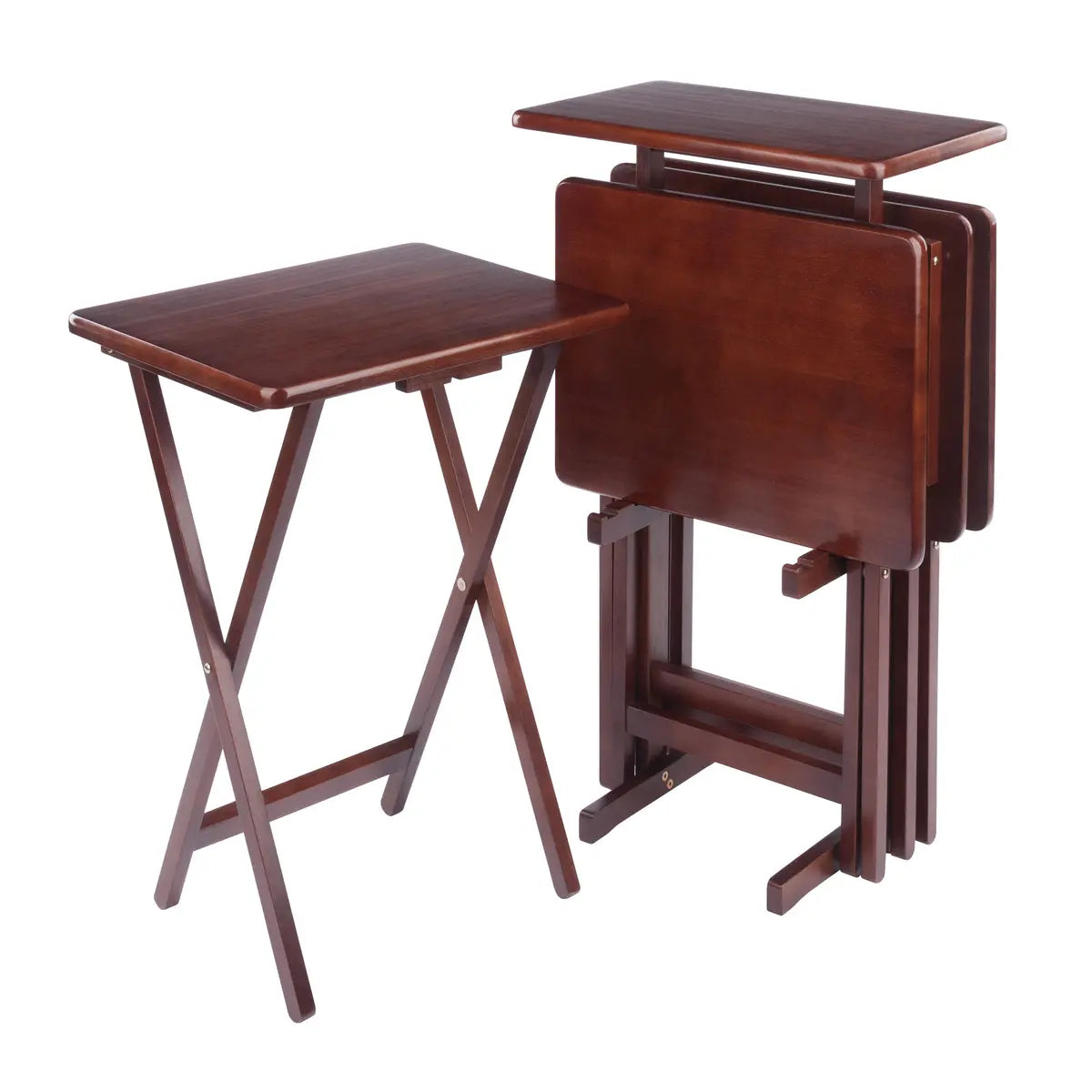 Riley 5-Pc Set Snack Table, Walnut Finish