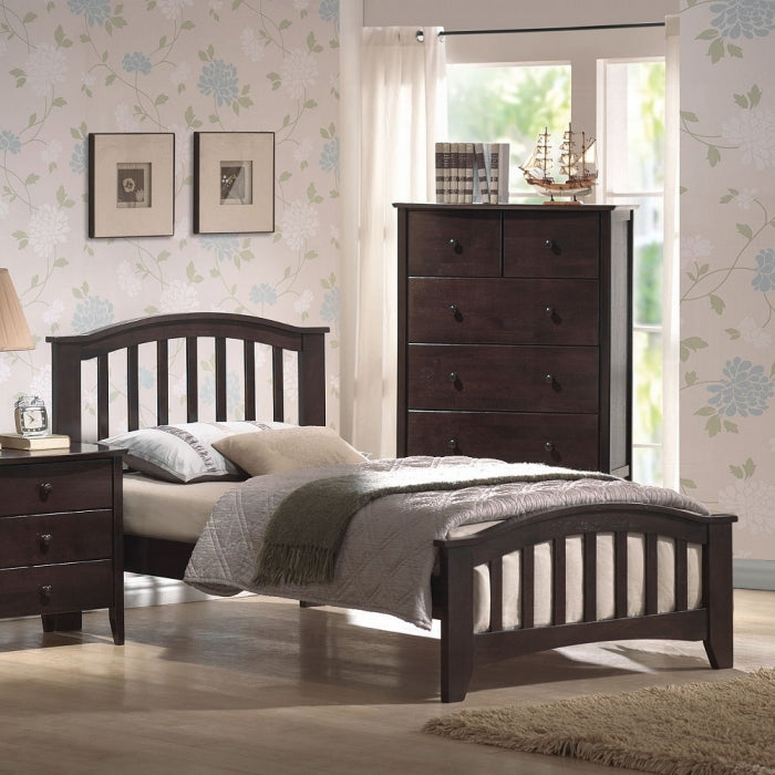 Harddy San Marino Twin Brown Wooden Bed – Classic Teen Design with Headboard