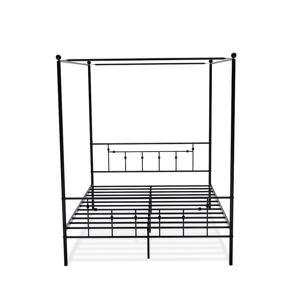Elodia Nniston Queen Black Metal Canopy Bed Modern De Design with Headboard & Footboard