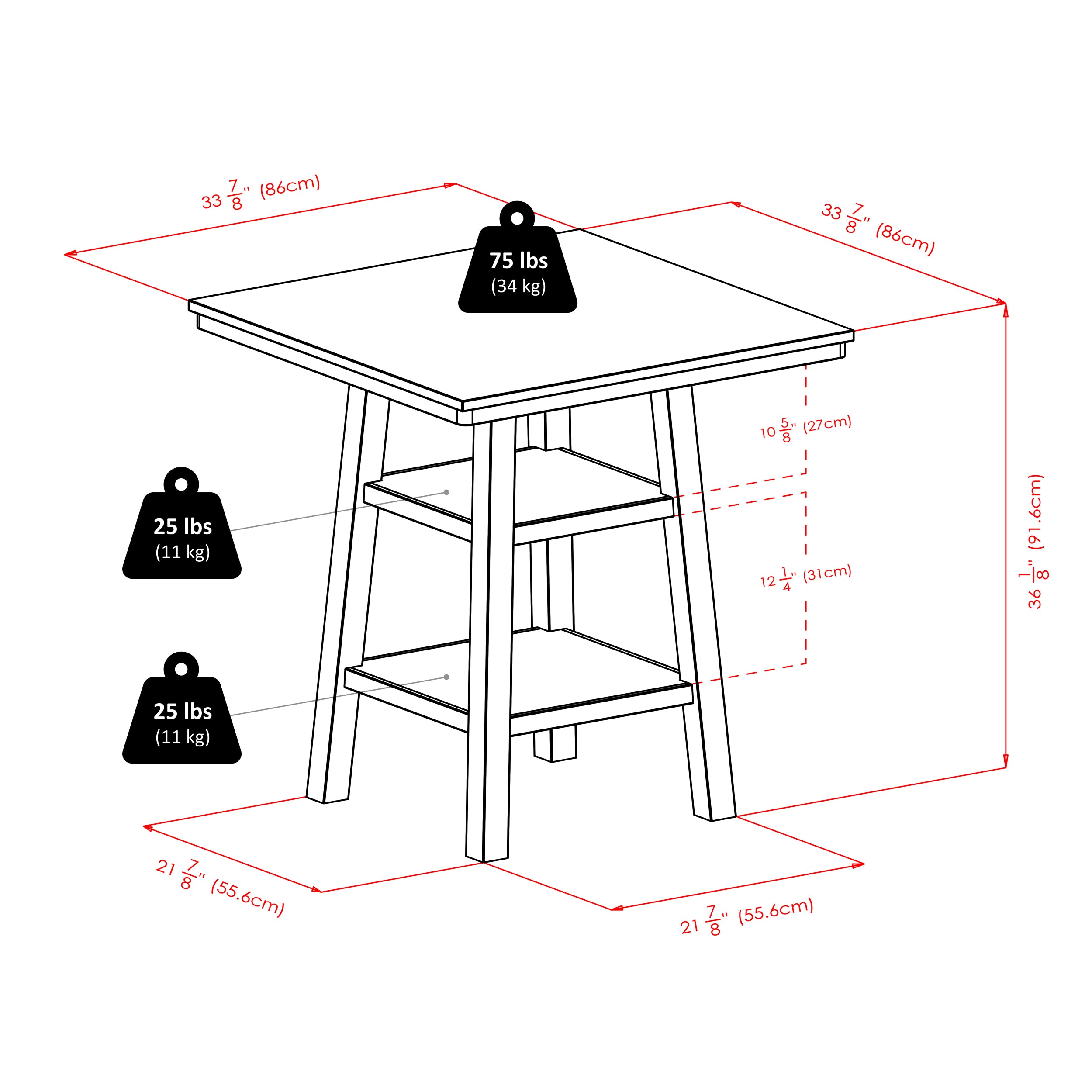 Orlando 3-Pc High Table with Ladder-back Counter Stools, Walnut