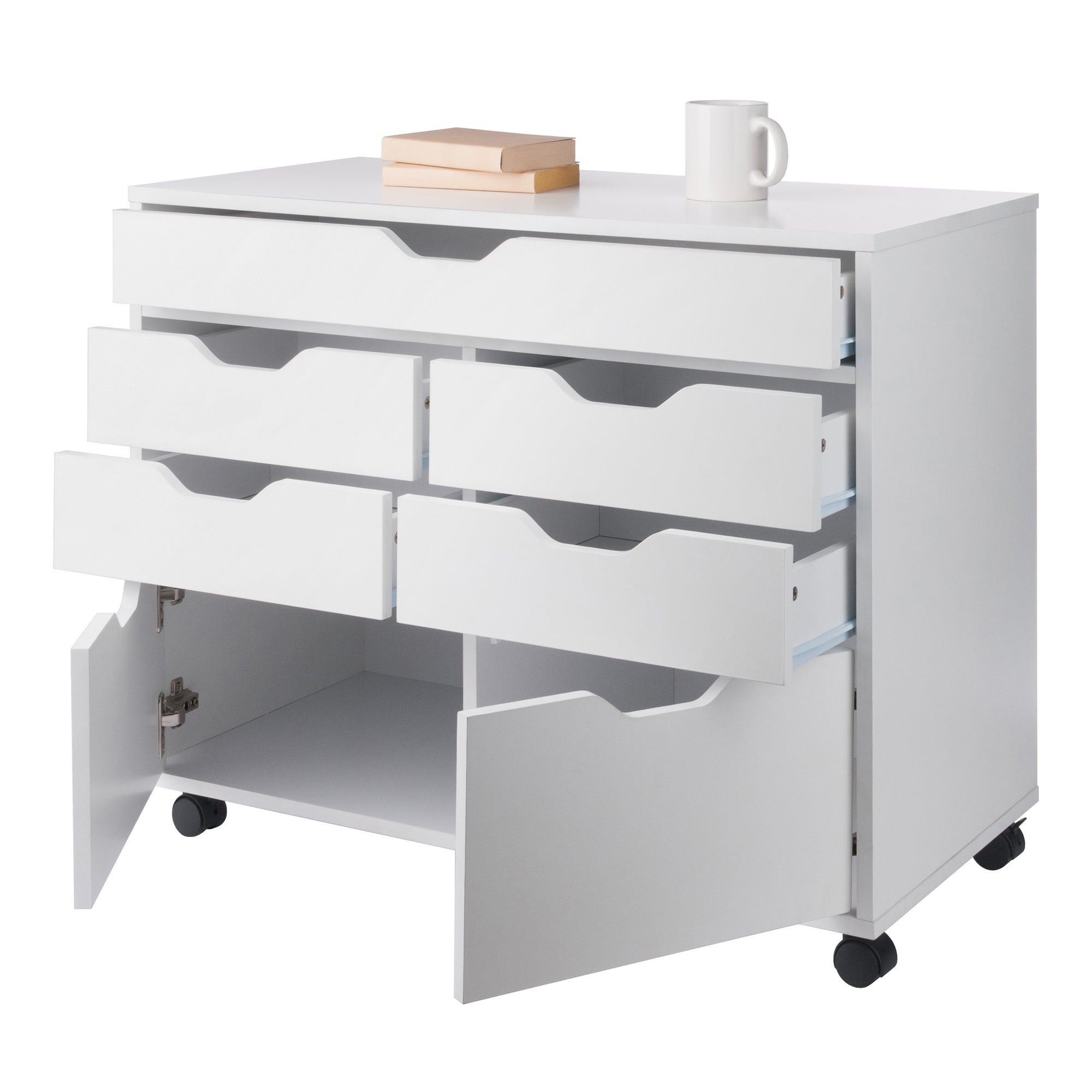 Halifax 5-Drawer Mulit-Storage Mobile Cabinet, White