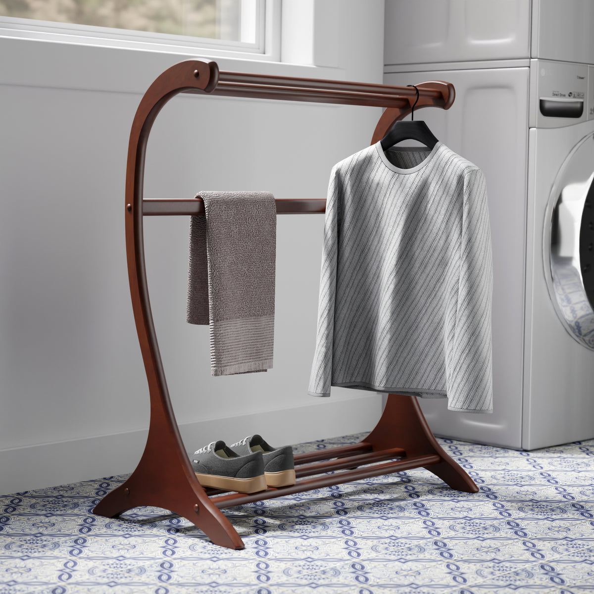 Bella Blanket Rack, Walnut Finish
