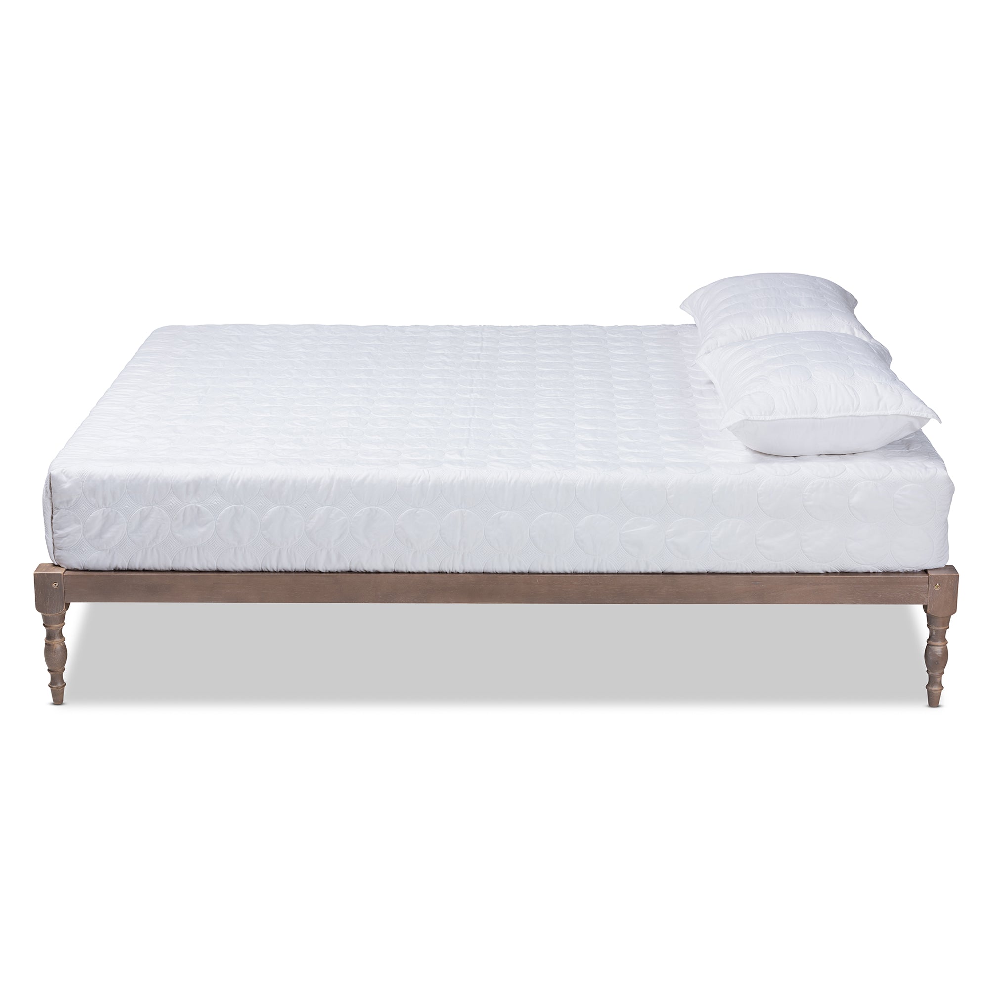 Iseline Modern and Contemporary Antique Oak Finished Wood Queen Size Platform Bed Frame