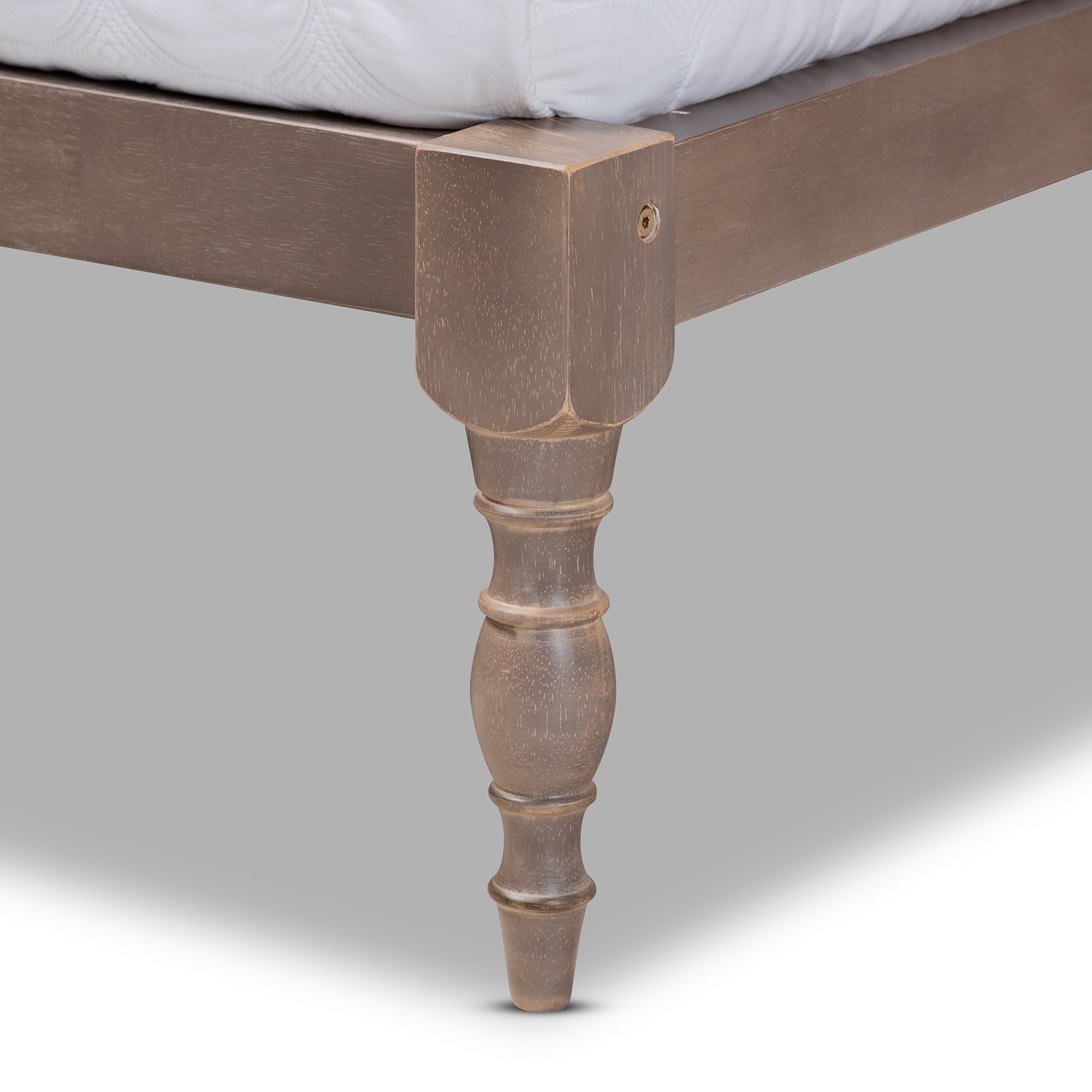 Iseline Modern and Contemporary Antique Oak Finished Wood Queen Size Platform Bed Frame