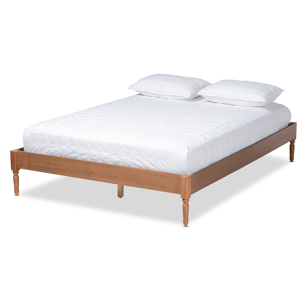 Colette Bohemia Antique Oak Finished Queen Size Platform Bed Frame