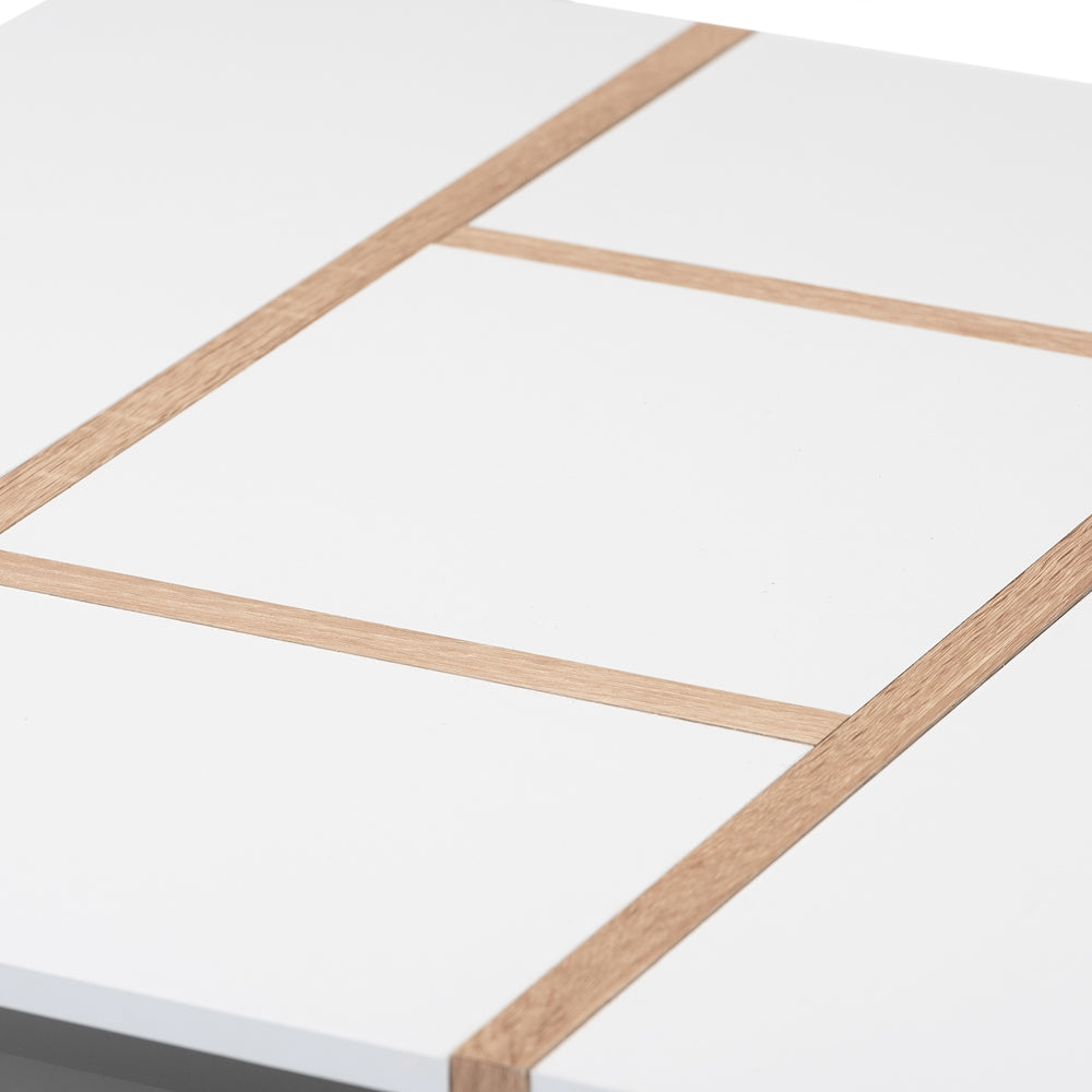 Rasa Modern and Contemporary Two-Tone White and Oak Finished Wood Coffee Table