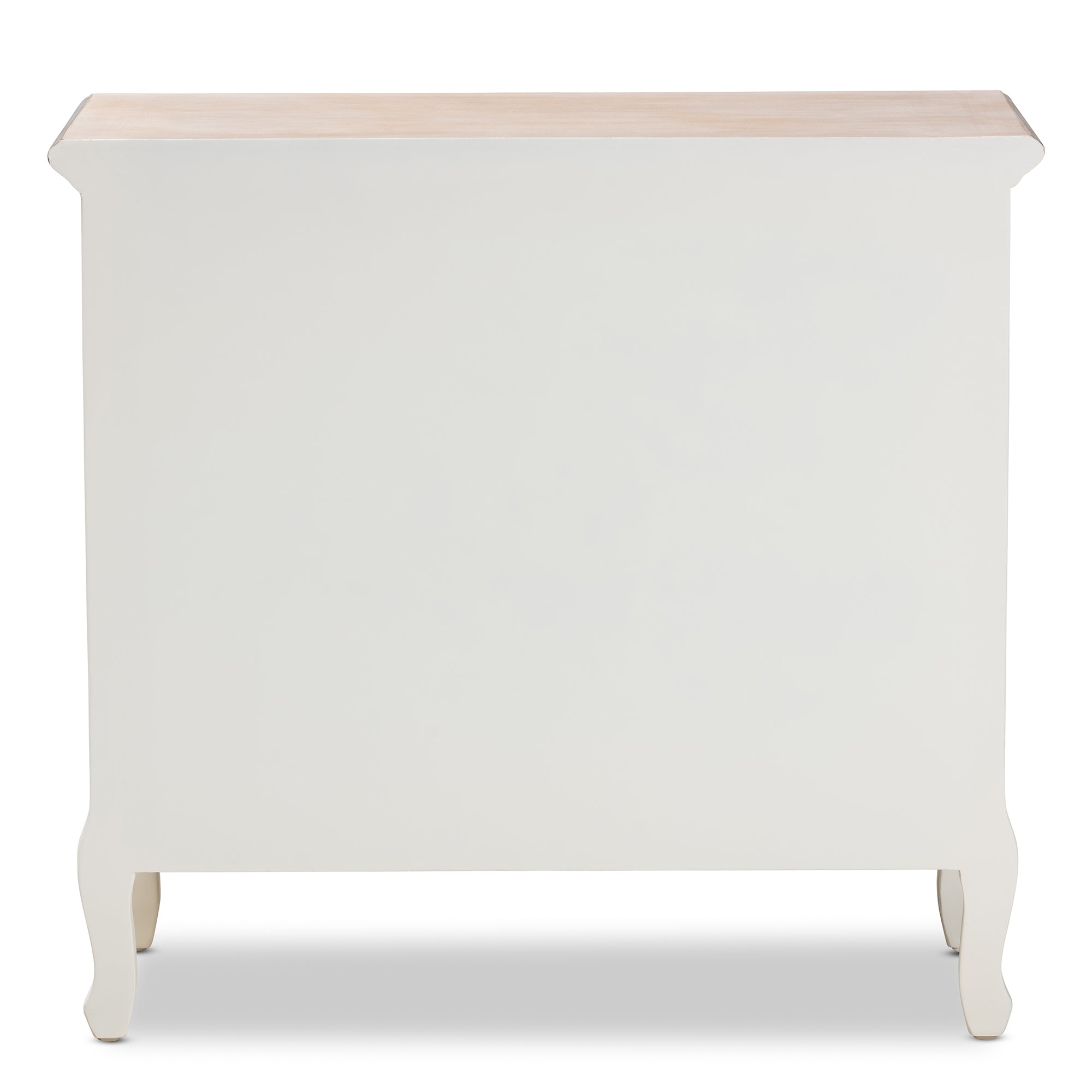 Amalie Antique French Country Cottage Two-Tone White and Oak Finished 4-Drawer Accent Storage Cabinet