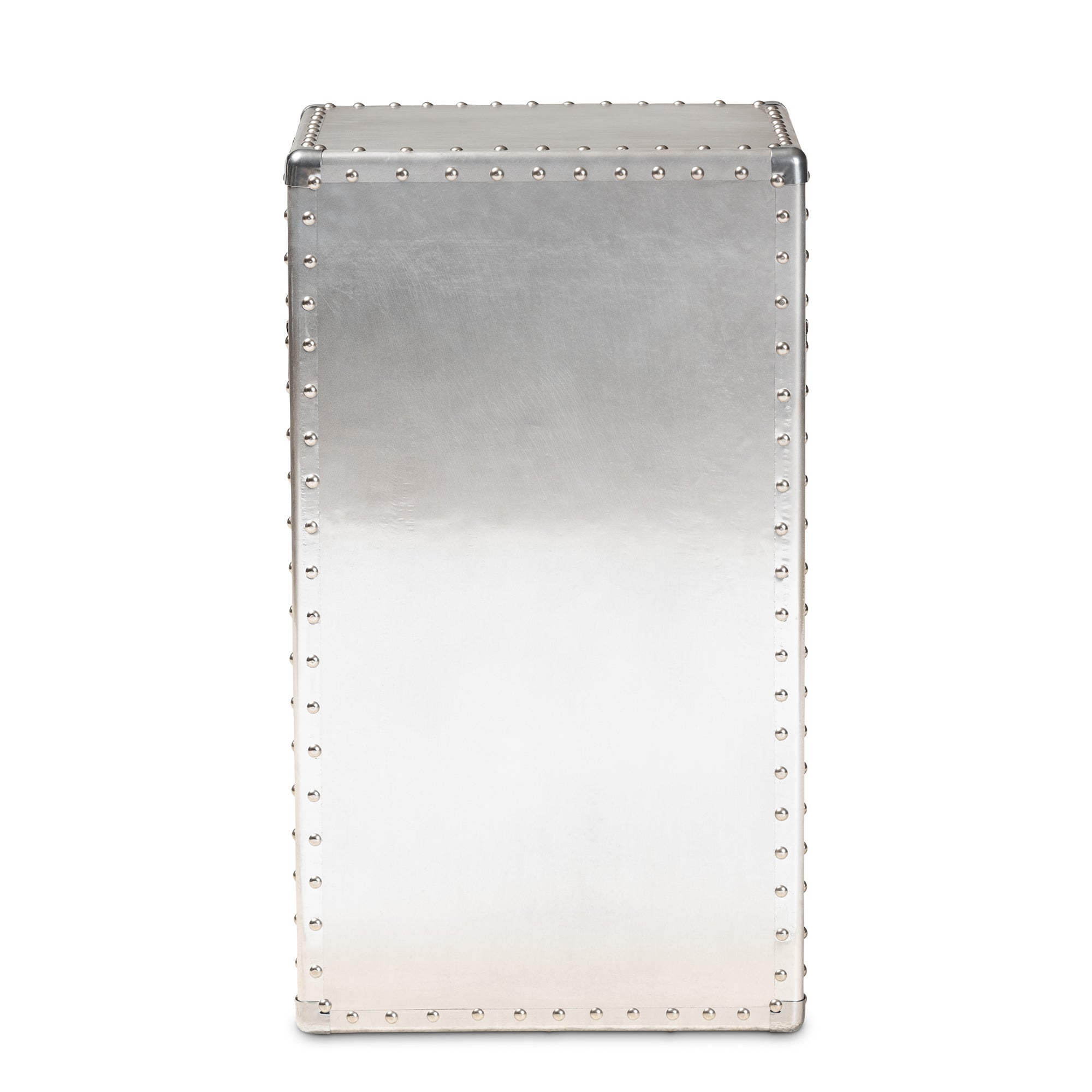 Serge French Industrial Silver Metal 1-Door Accent Storage Cabinet