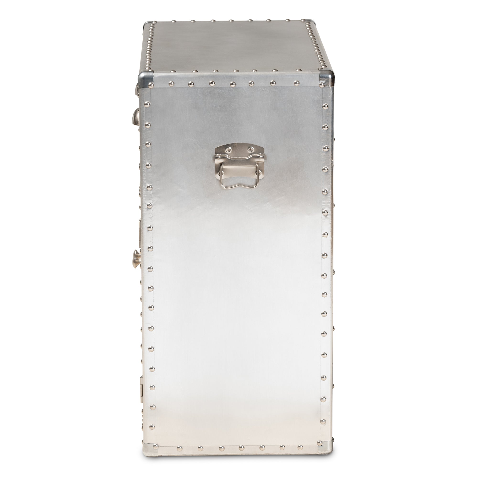 Serge French Industrial Silver Metal 2-Door Accent Storage Cabinet
