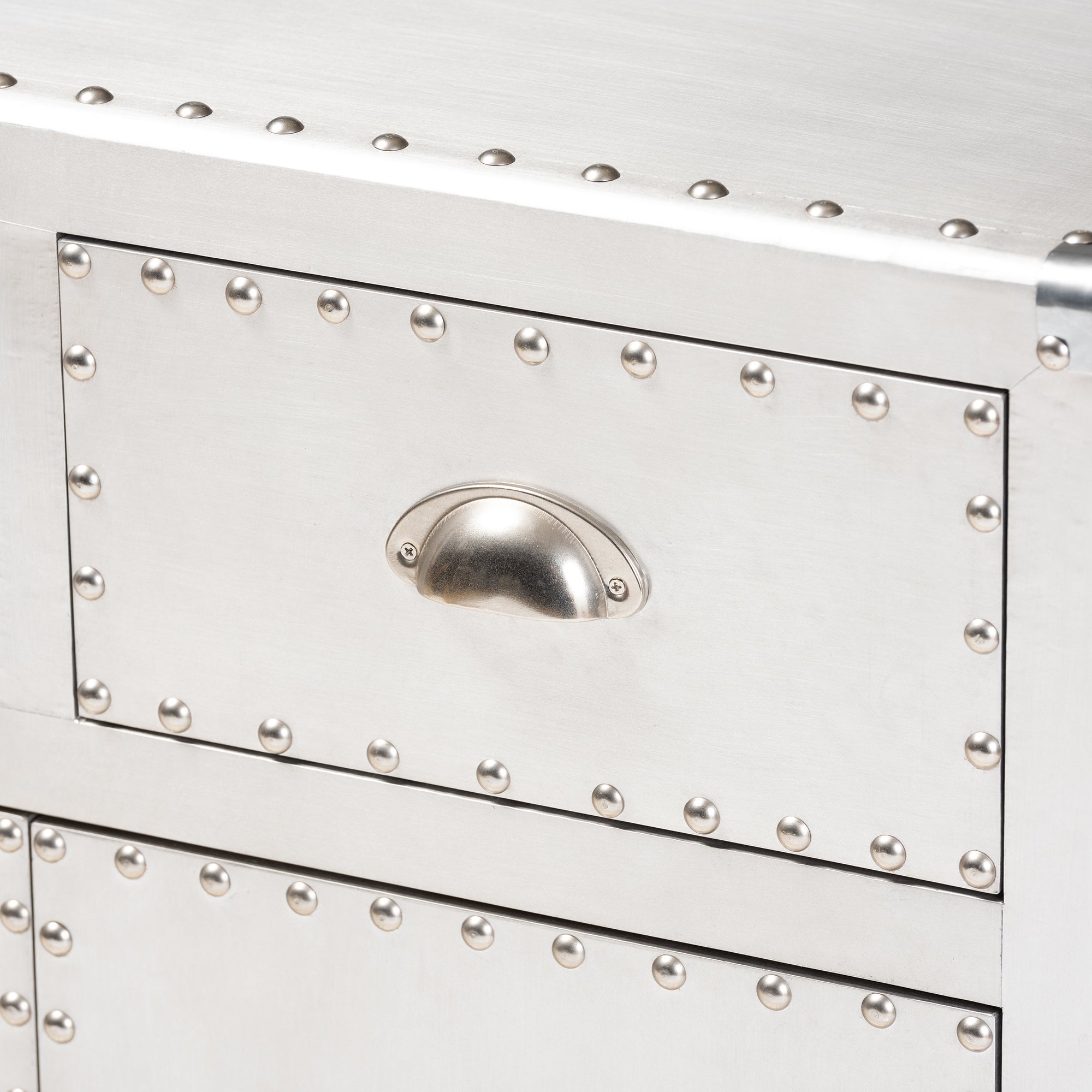 Serge French Industrial Silver Metal 2-Door Accent Storage Cabinet