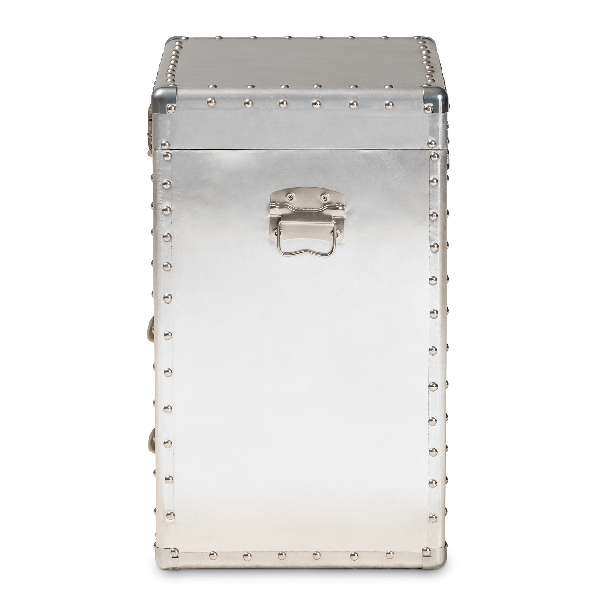 Serge French Industrial Silver Metal 2-Drawer Accent Storage Cabinet