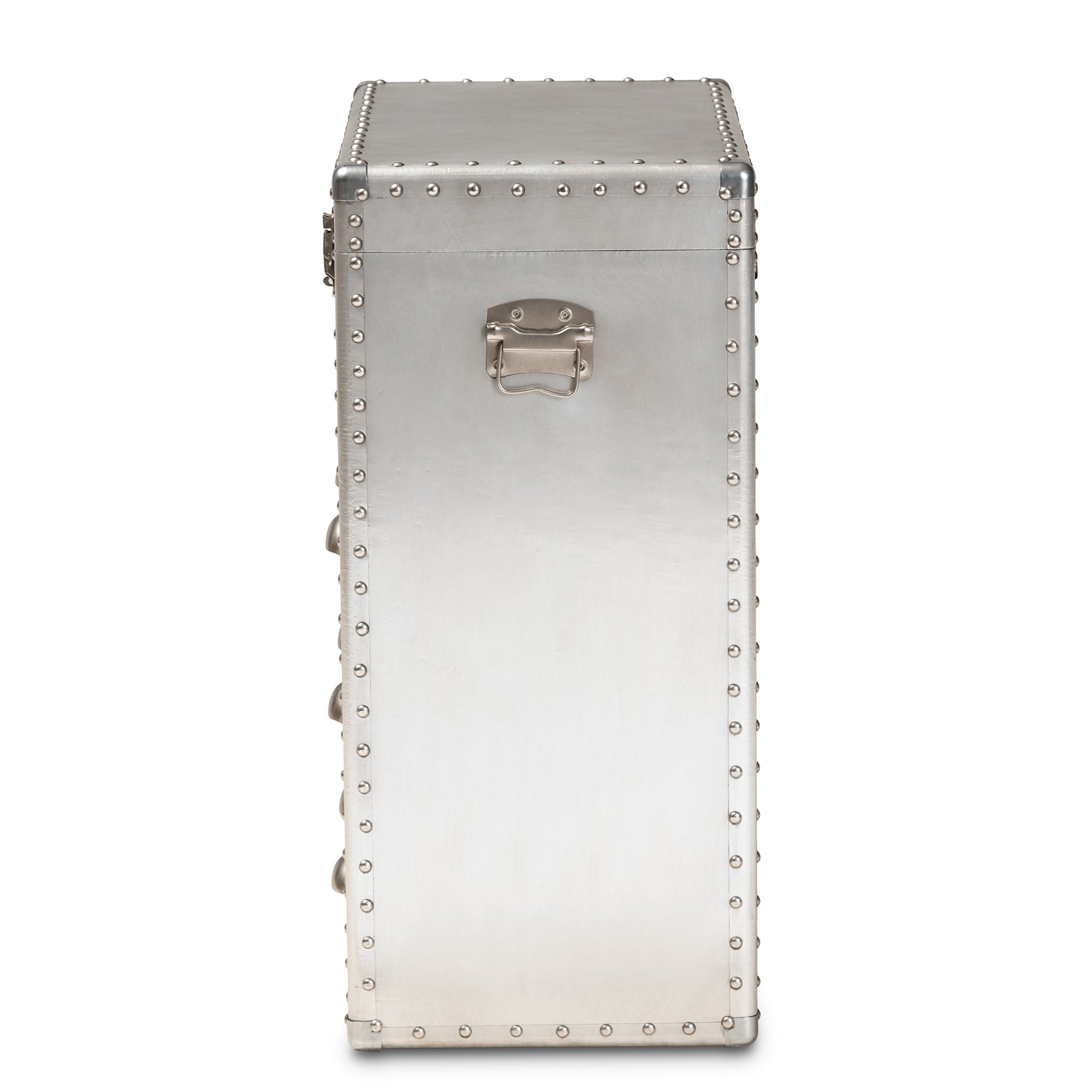 Serge French Industrial Silver Metal 3-Drawer Accent Storage Cabinet