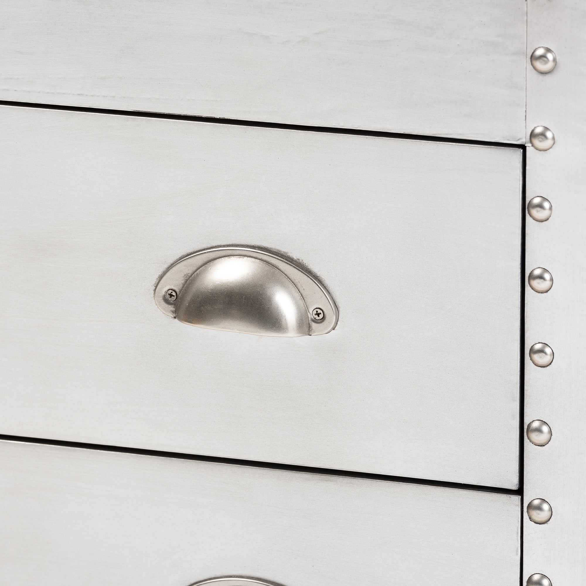 Serge French Industrial Silver Metal 3-Drawer Accent Storage Cabinet