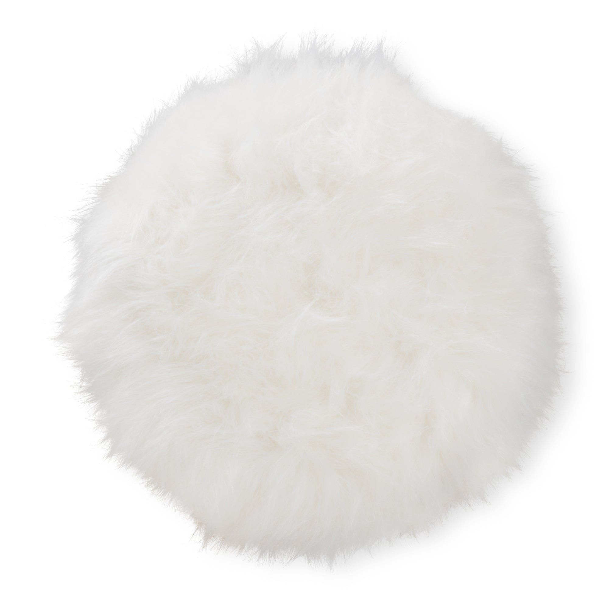 Leonie and White Faux Fur Upholstered Gold Finished Metal Ottoman