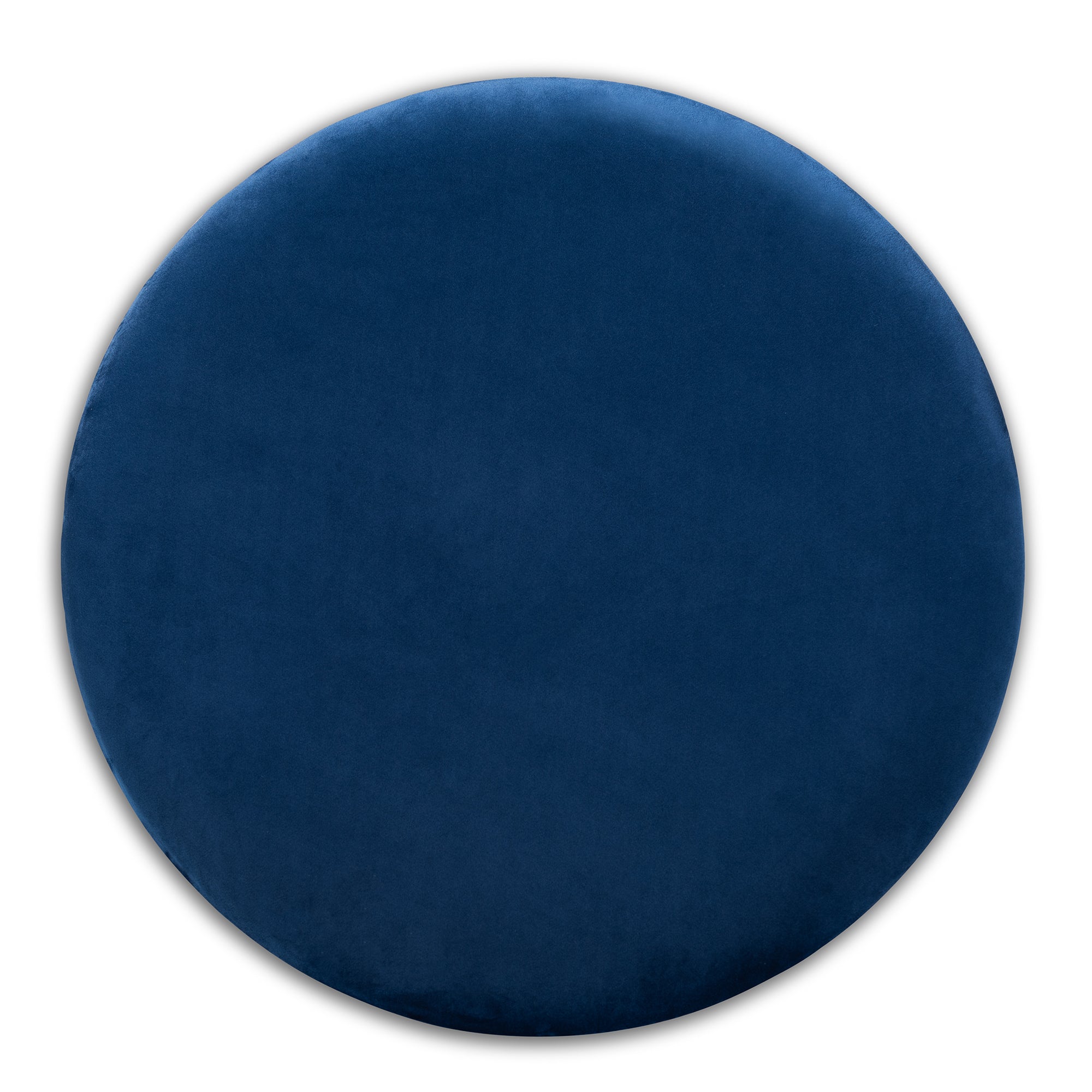 Marisa and Navy Blue Velvet Fabric Upholstered Gold Finished Storage Ottoman