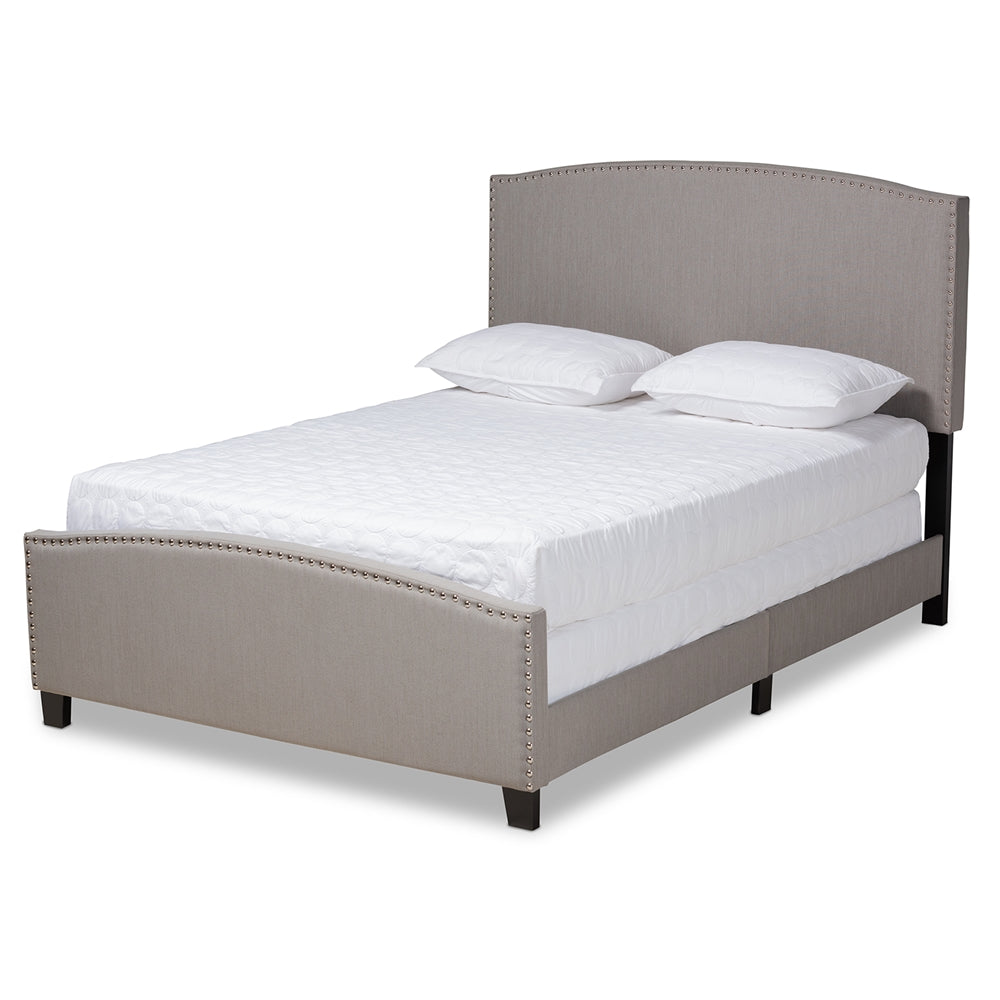 Morgan Modern Transitional Grey Fabric Upholstered Queen Size Panel Bed
