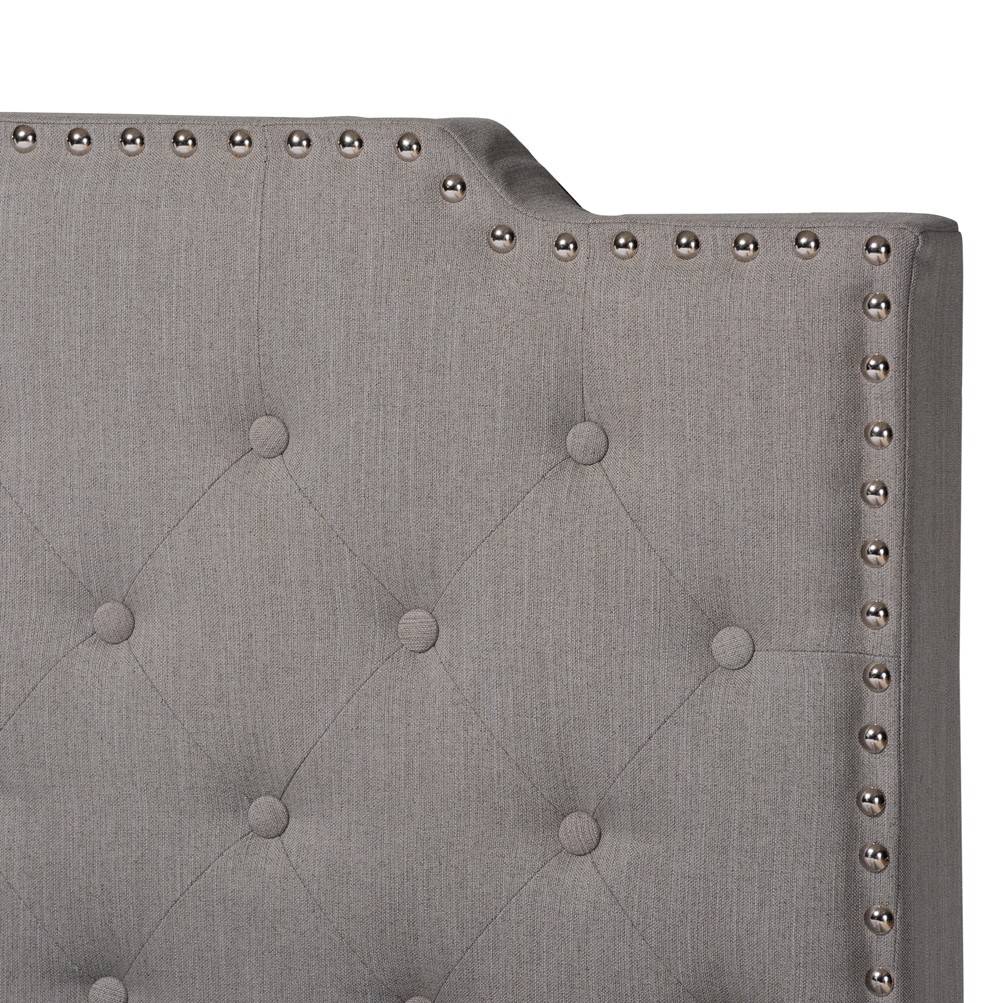 Marion Modern Transitional Grey Fabric Upholstered Button Tufted King Size Panel Bed