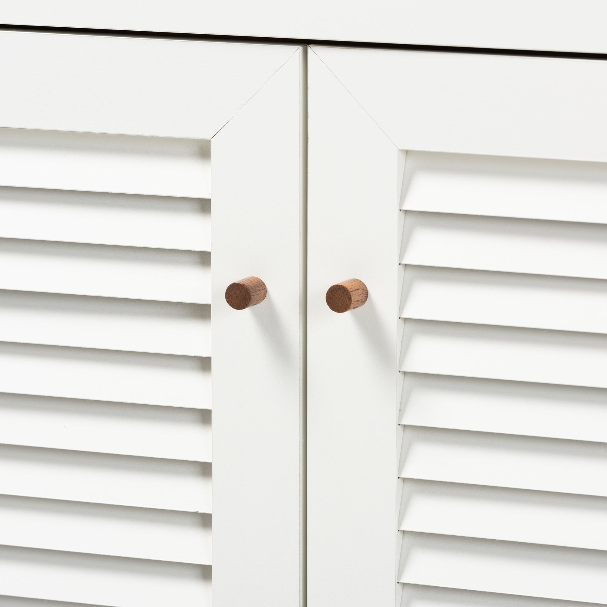Coolidge Modern and Contemporary White and Walnut Finished 5-Shelf Wood Shoe Storage Cabinet with Drawer