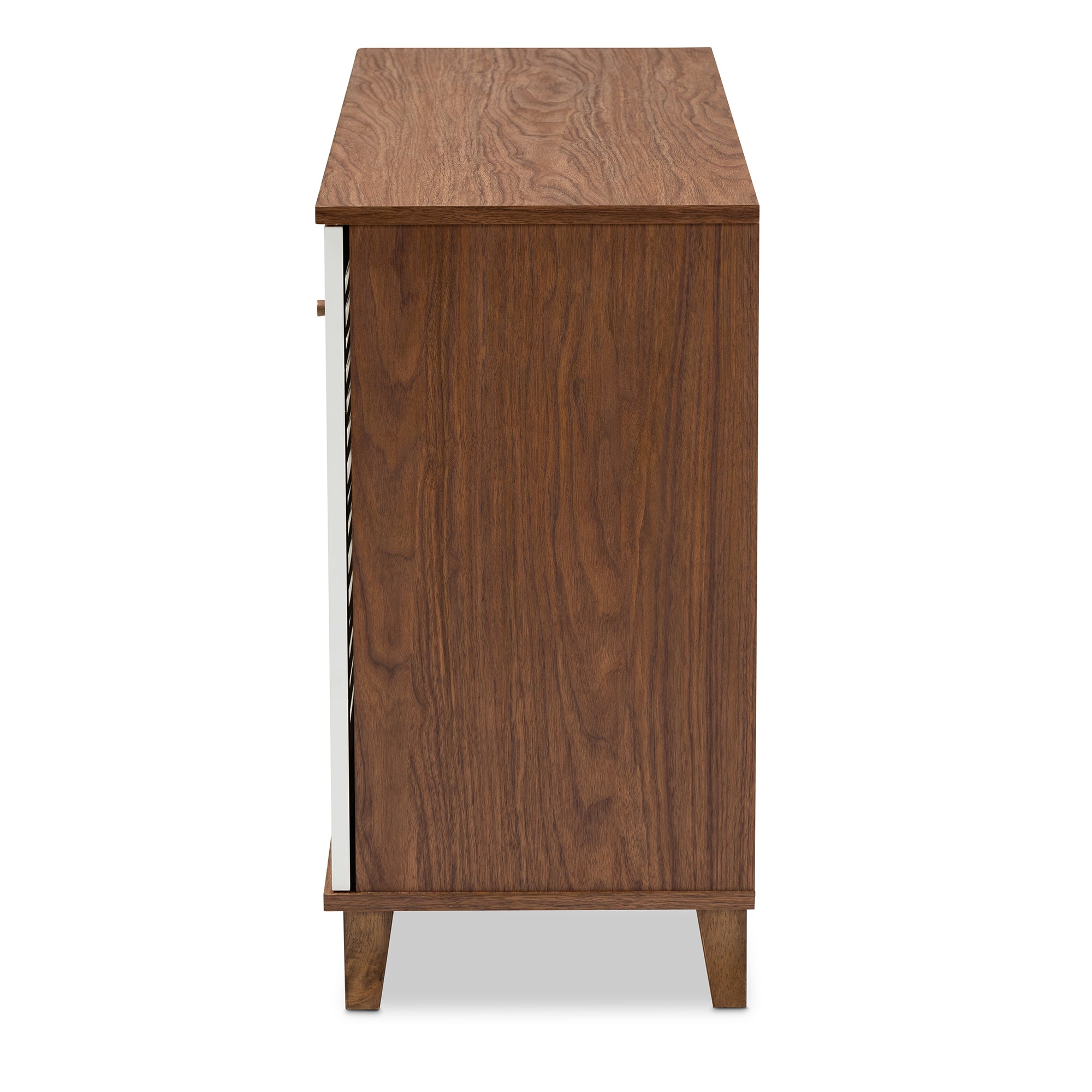 Coolidge Modern and Contemporary Walnut/White Finished 8-Shelf Wood Shoe Storage Cabinet