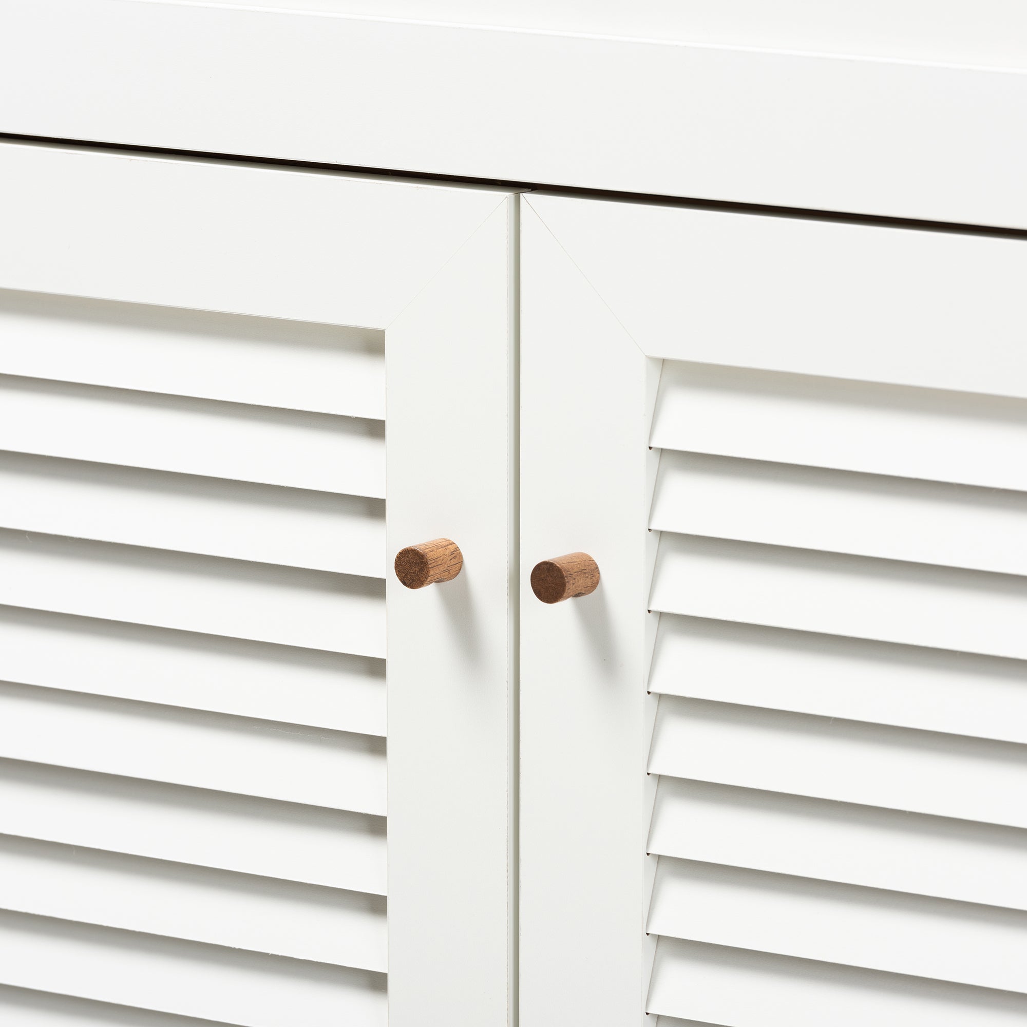 Coolidge Modern and Contemporary White and Walnut Finished 11-Shelf Wood Shoe Storage Cabinet with Drawer