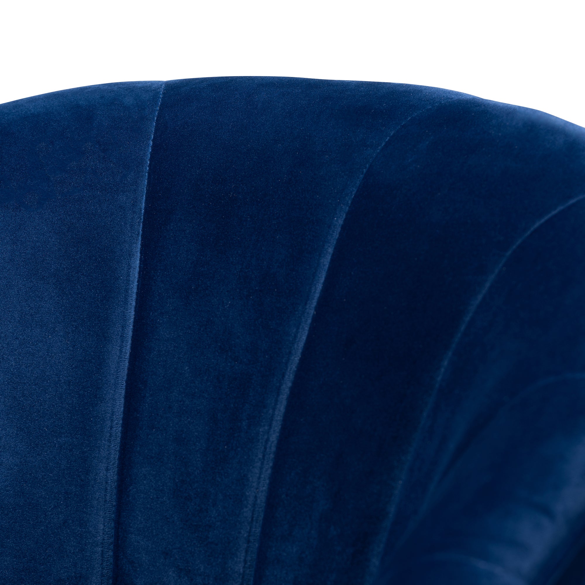 Fiore and Royal Blue Velvet Fabric Upholstered Brushed Gold Finished Swivel Accent Chair