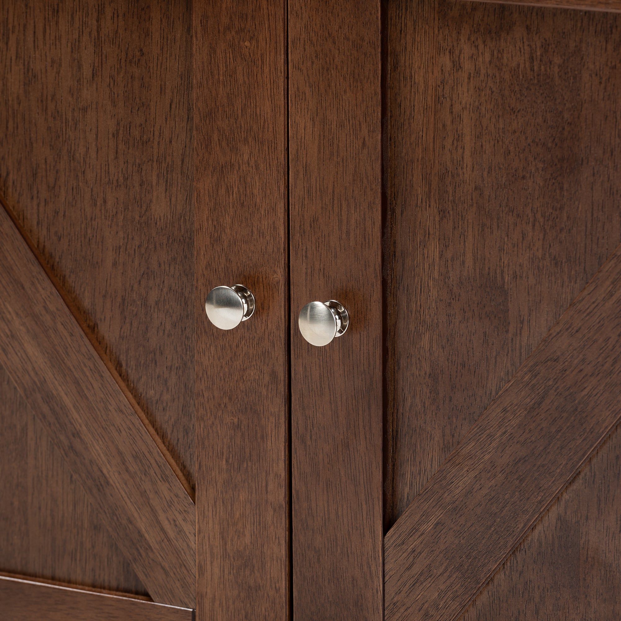 Carrie Transitional Farmhouse Walnut Brown Finished Wood Wine Storage Cabinet