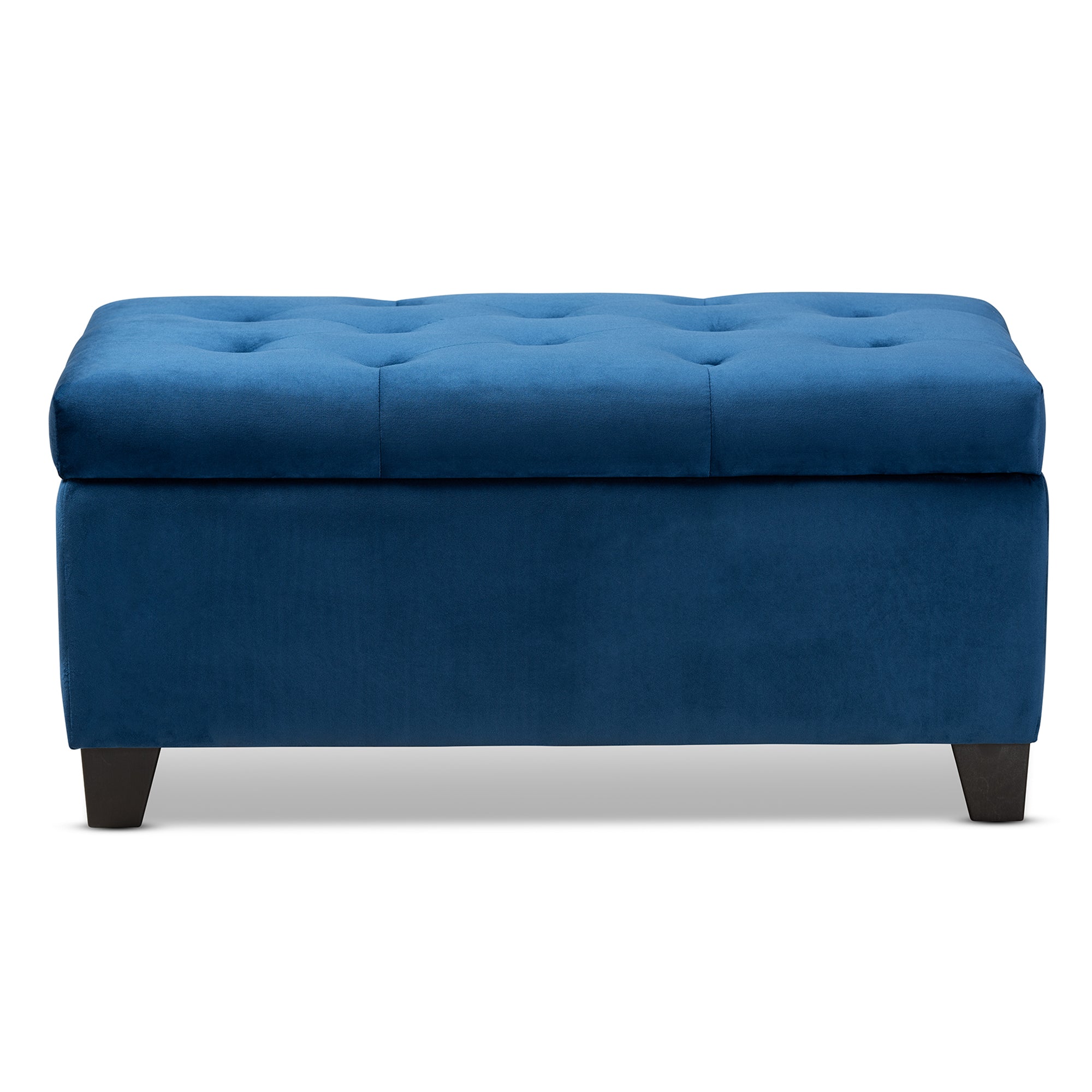 Michaela Modern and Contemporary Navy Blue Velvet Fabric Upholstered Storage Ottoman