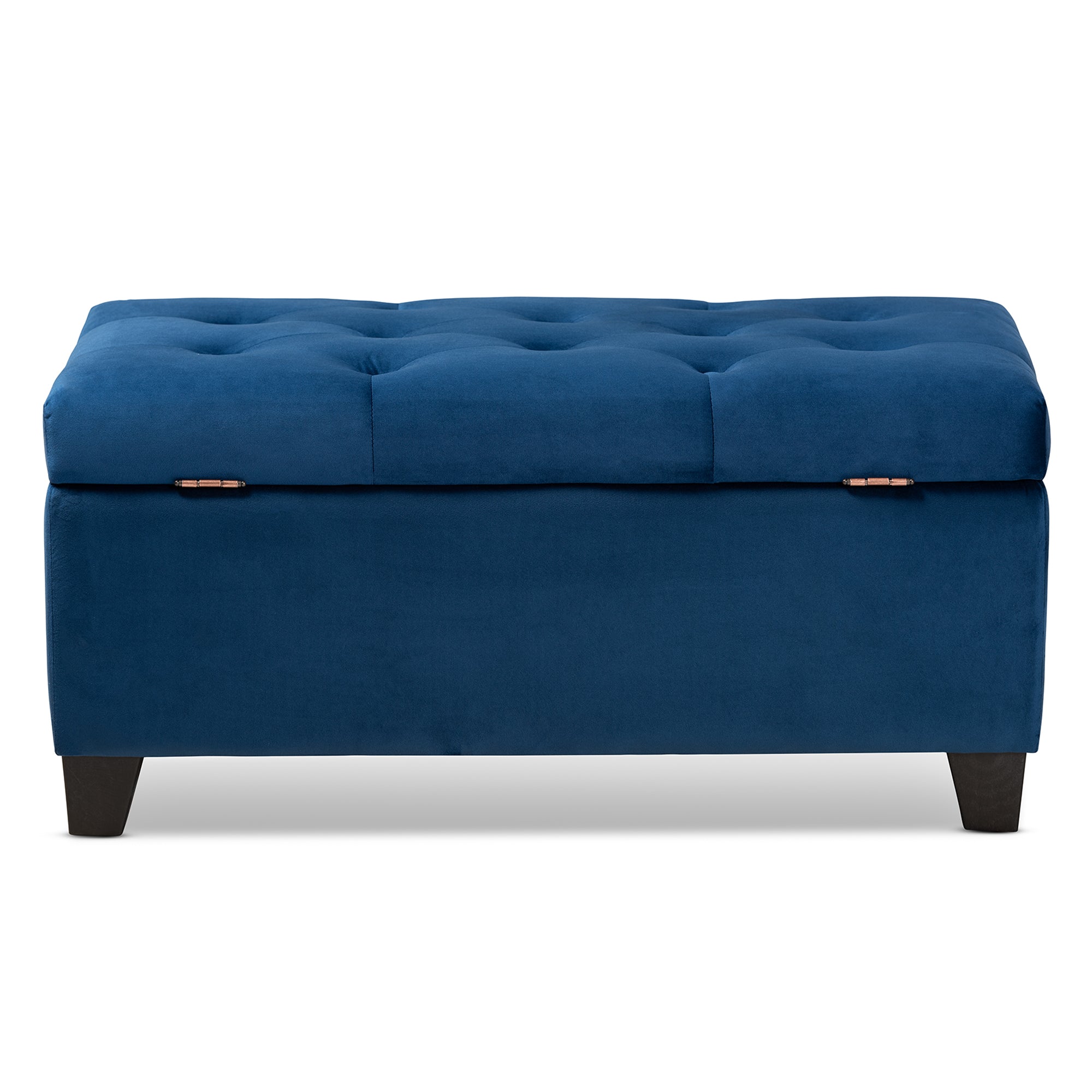 Michaela Modern and Contemporary Navy Blue Velvet Fabric Upholstered Storage Ottoman