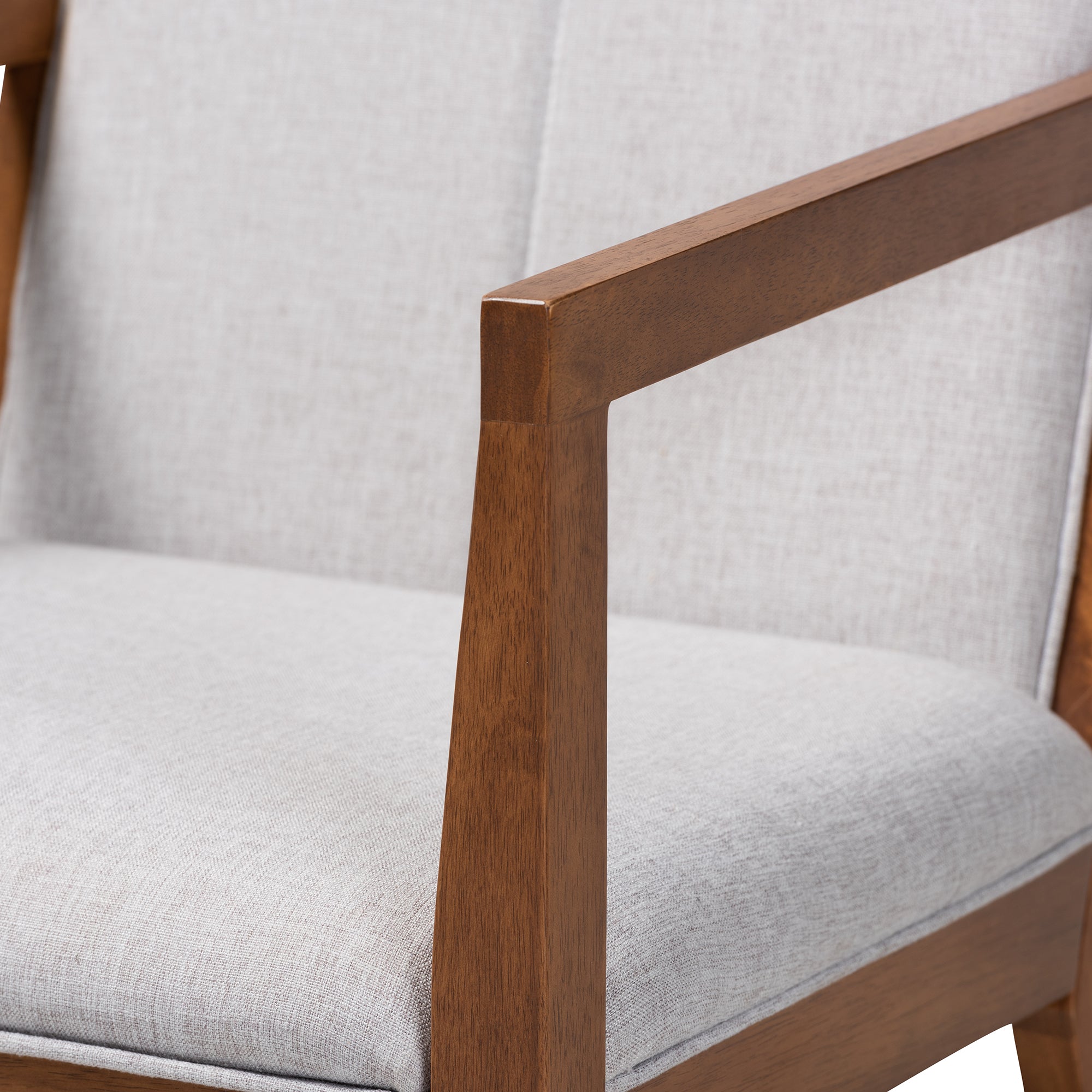 Theresa Greige and Walnut Effect 2-Piece Chair Set