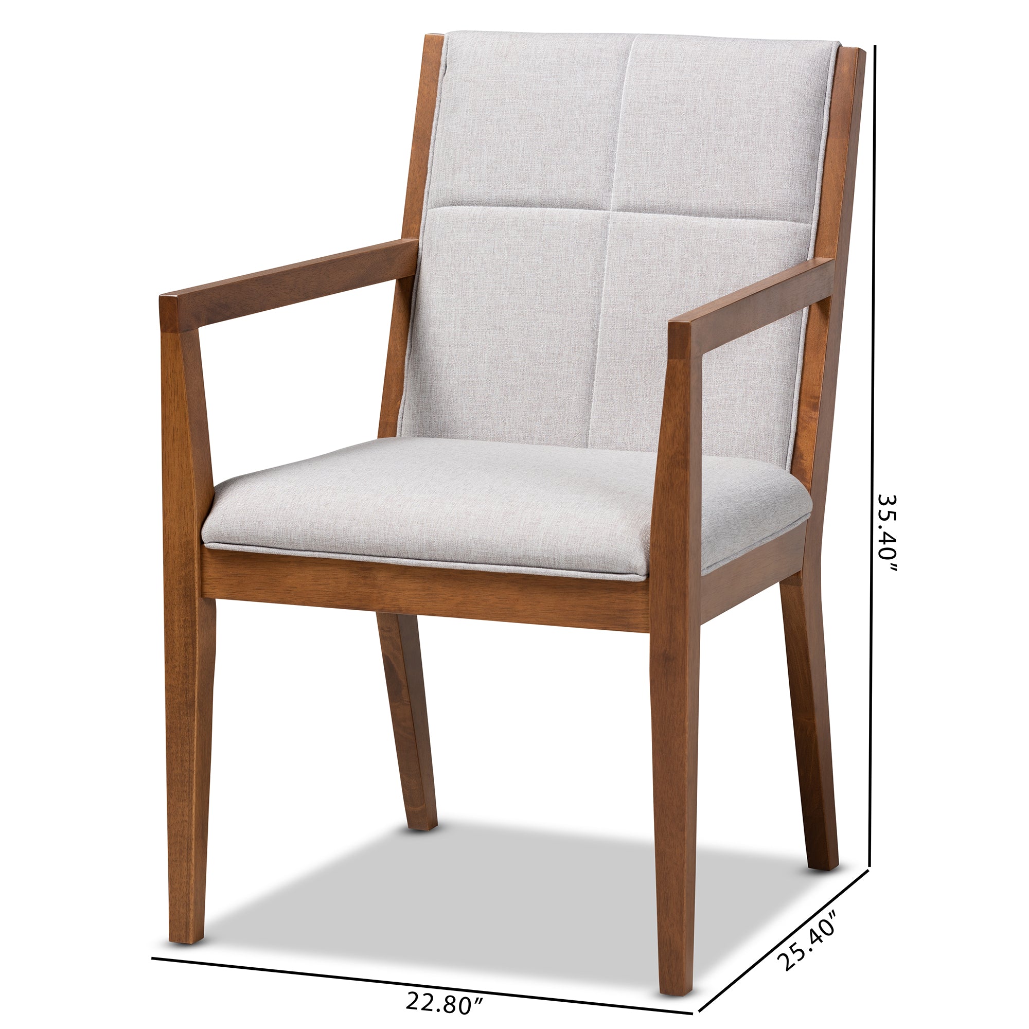 Theresa Greige and Walnut Effect 2-Piece Chair Set