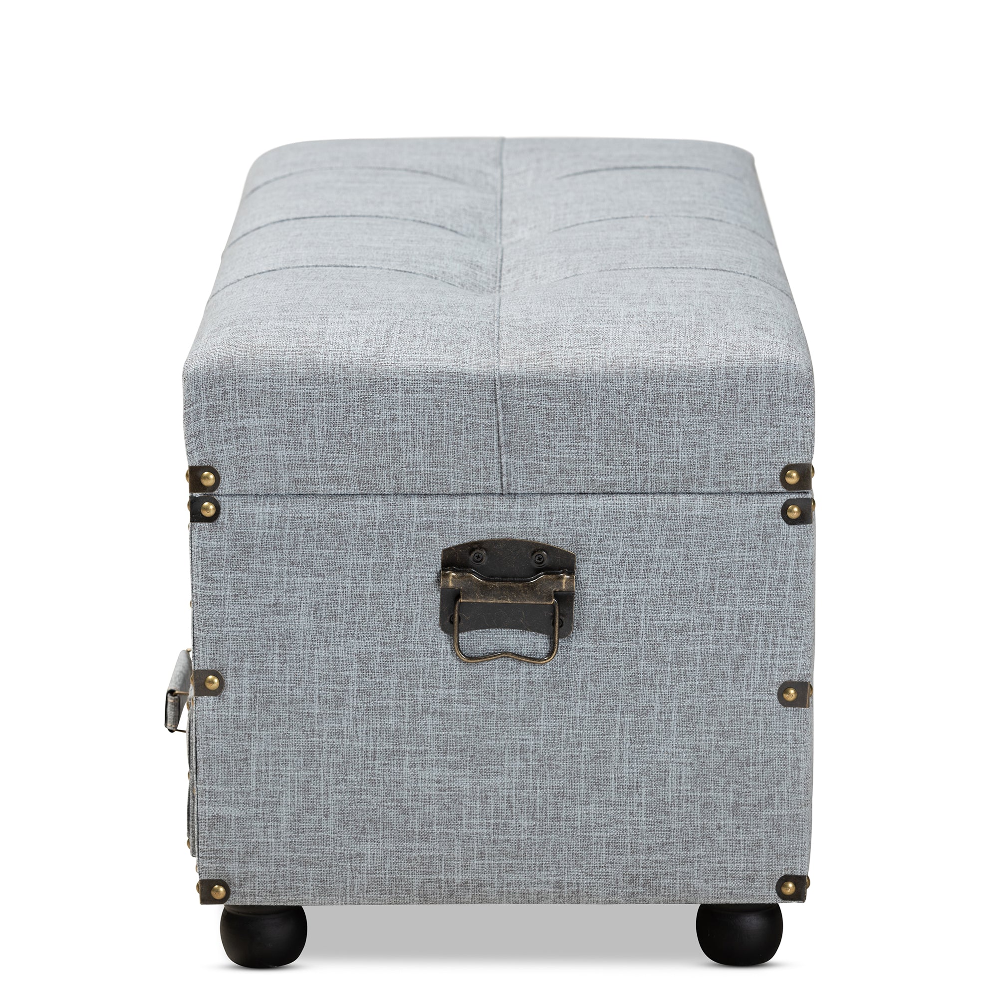 Flynn Modern Transitional Grey Fabric Upholstered 2-Drawer Storage Trunk Ottoman