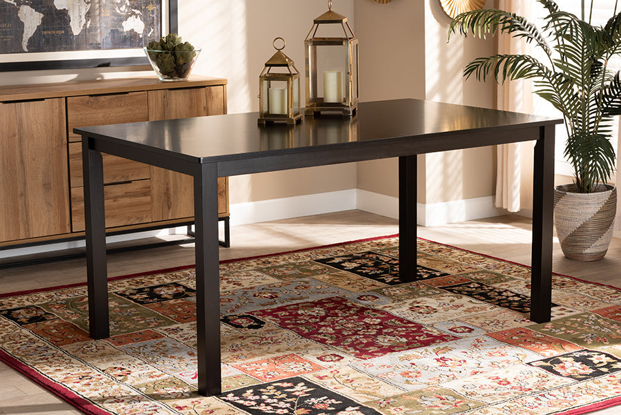 Eveline Modern and Contemporary Espresso Brown Finished Rectangular Wood Dining Table