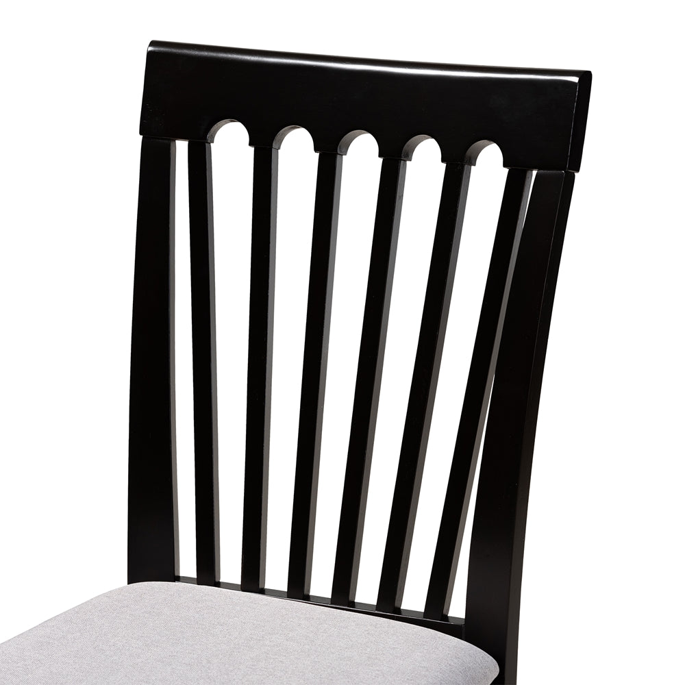 Minette Modern and Contemporary Grey Fabric Upholstered and Espresso Brown Finished Wood 7-Piece Dining Set