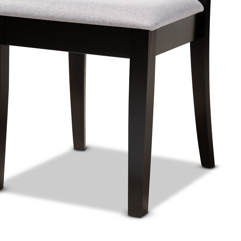 Minette Modern and Contemporary Grey Fabric Upholstered and Espresso Brown Finished Wood 7-Piece Dining Set