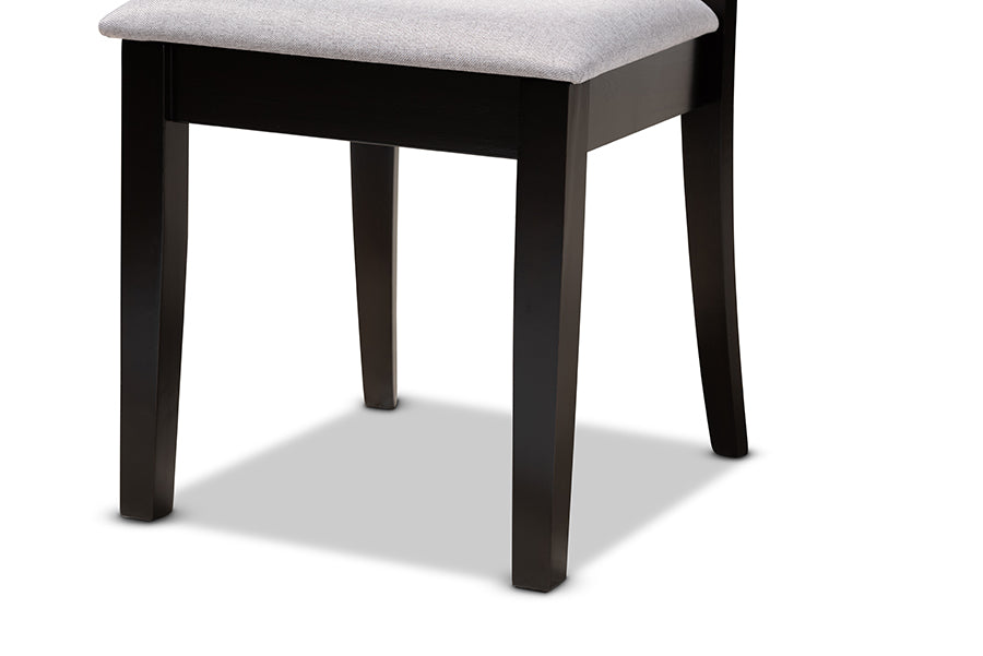 Minette Modern and Contemporary Grey Fabric Upholstered and Espresso Brown Finished Wood 2-Piece Dining Chair Set