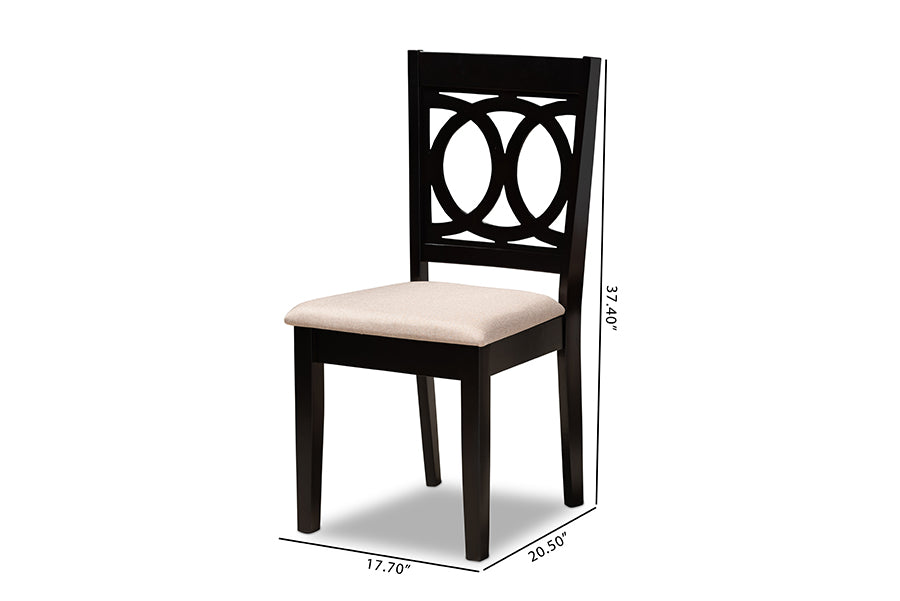 Lenoir Modern and Contemporary Sand Fabric Upholstered Espresso Brown Finished Wood 2-Piece Dining Chair Set Set