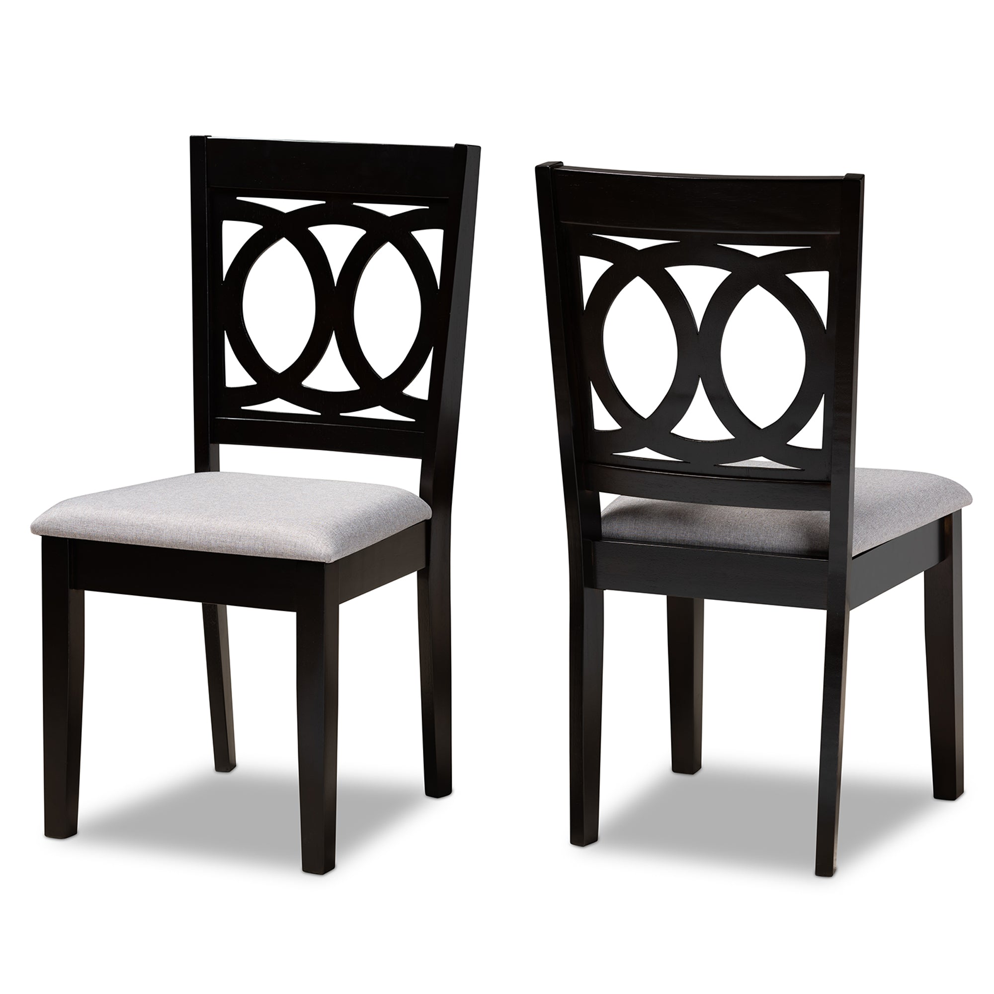 Lenoir Modern and Contemporary Grey Fabric Upholstered Espresso Brown Finished Wood 2-Piece Dining Chair Set Set