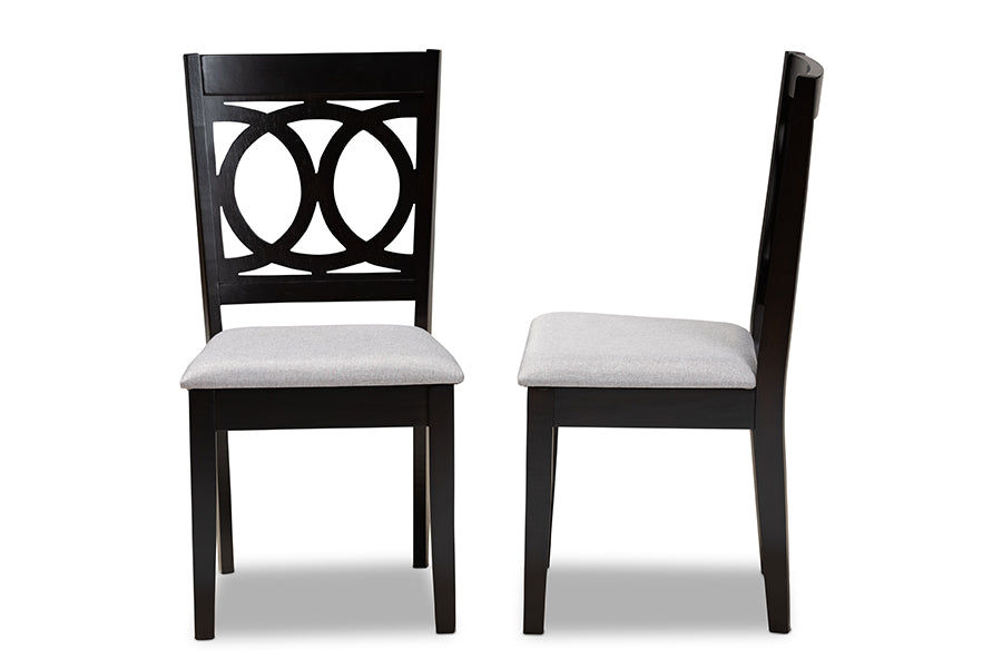 Lenoir Modern and Contemporary Grey Fabric Upholstered Espresso Brown Finished Wood 2-Piece Dining Chair Set Set