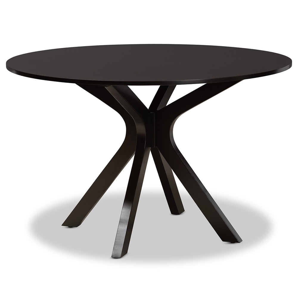 Norah Modern and Contemporary Sand Fabric Upholstered and Dark Brown Finished Wood 7-Piece Dining Set