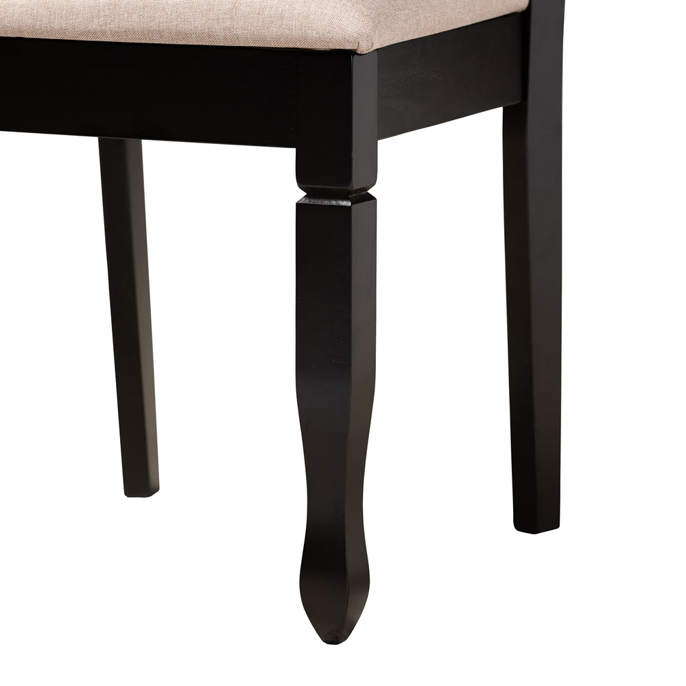 Maya Modern Beige Fabric and Espresso Brown Finished Wood 7-Piece Dining Set