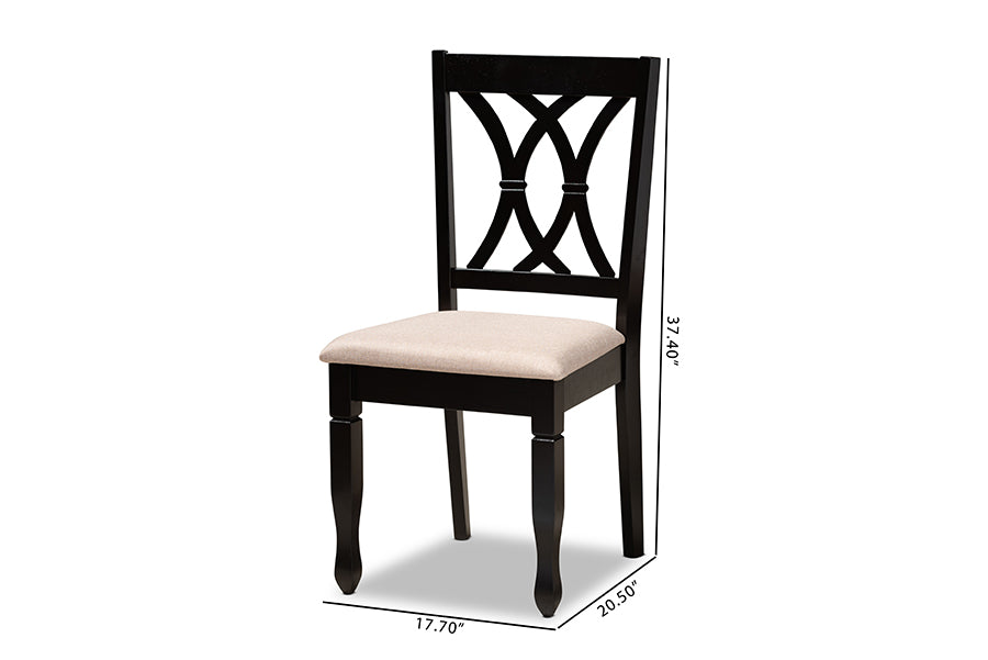Reneau Modern and Contemporary Sand Fabric Upholstered Espresso Brown Finished Wood 2-Piece Dining Chair Set Set